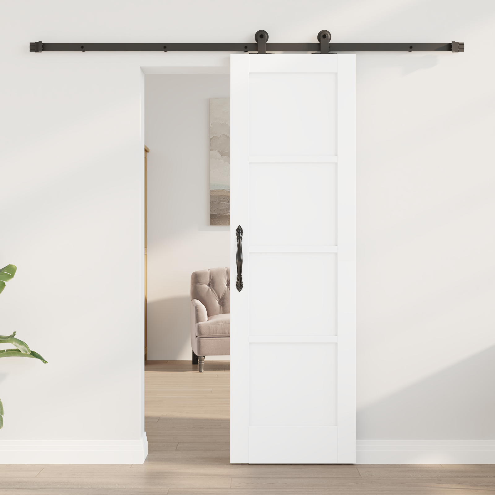 vidaXL Schuifdeur met Hardware Set 'ORKDAL'Wit Massief Vurenhout