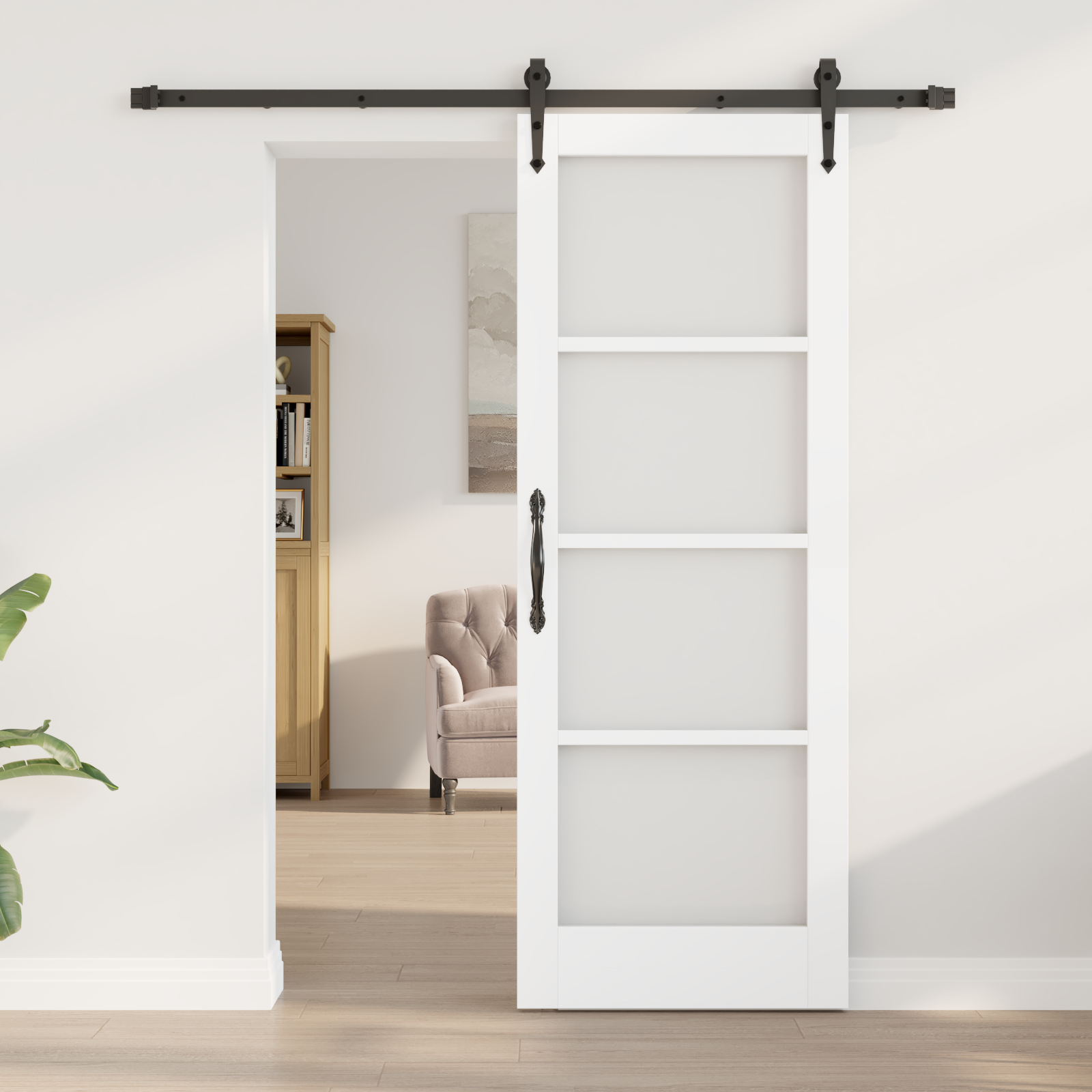 vidaXL Schuifdeur met Hardware Set Wit 73,5x198,5 cm Massief Houten Grenen