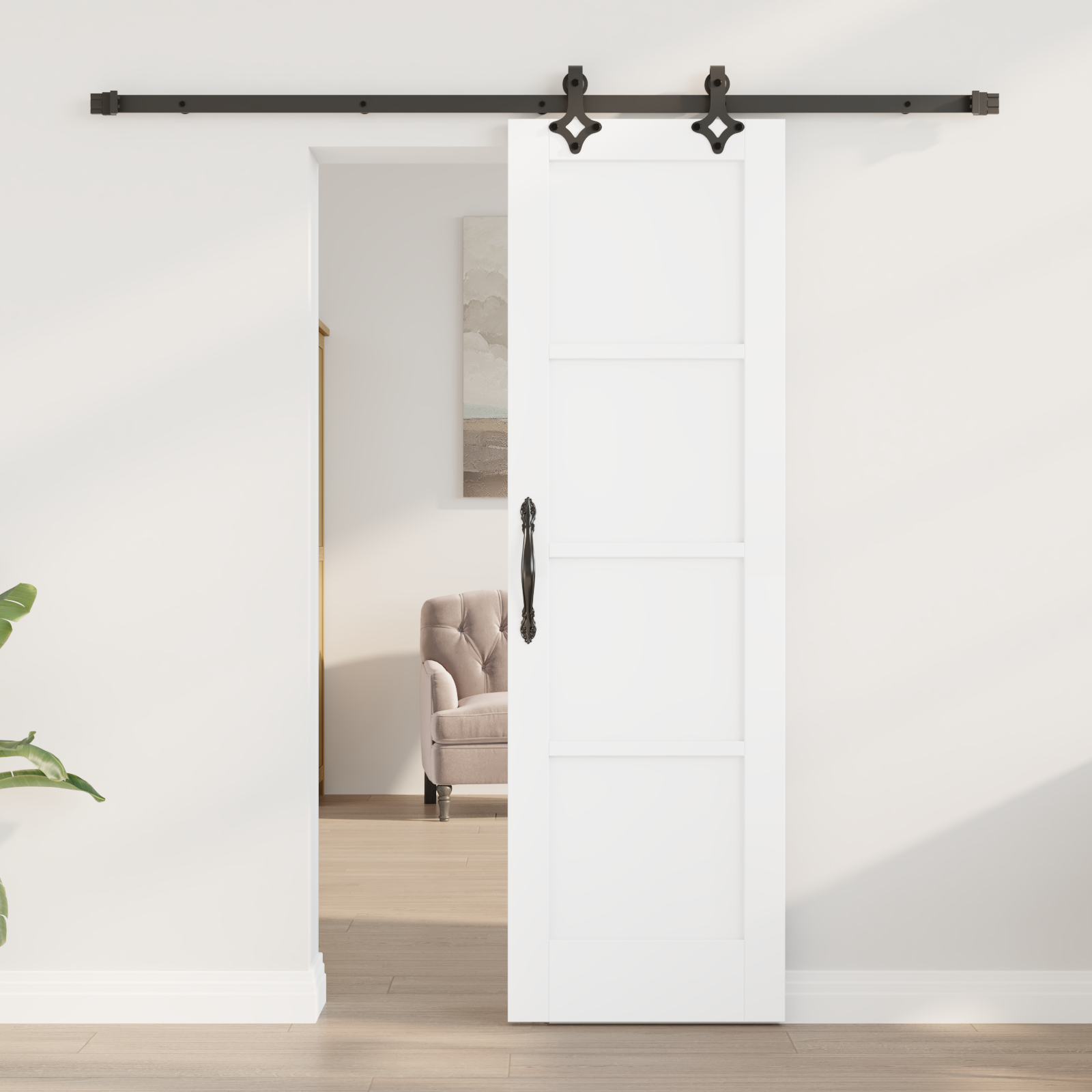 vidaXL Schuifdeur met beslag 61x198,5 cm massief grenenhout wit
