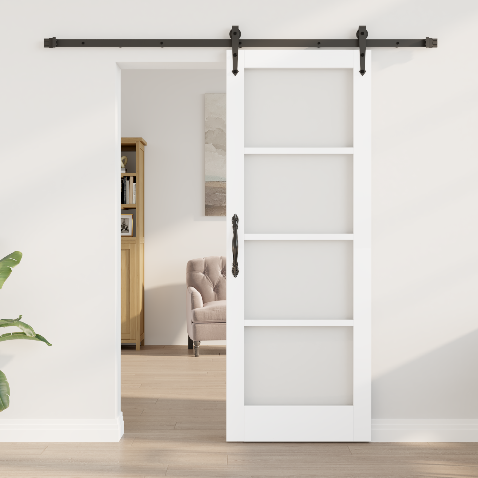 vidaXL Schuifdeur met Hardware Set Wit 73,5x198,5 cm Massief Hout Den