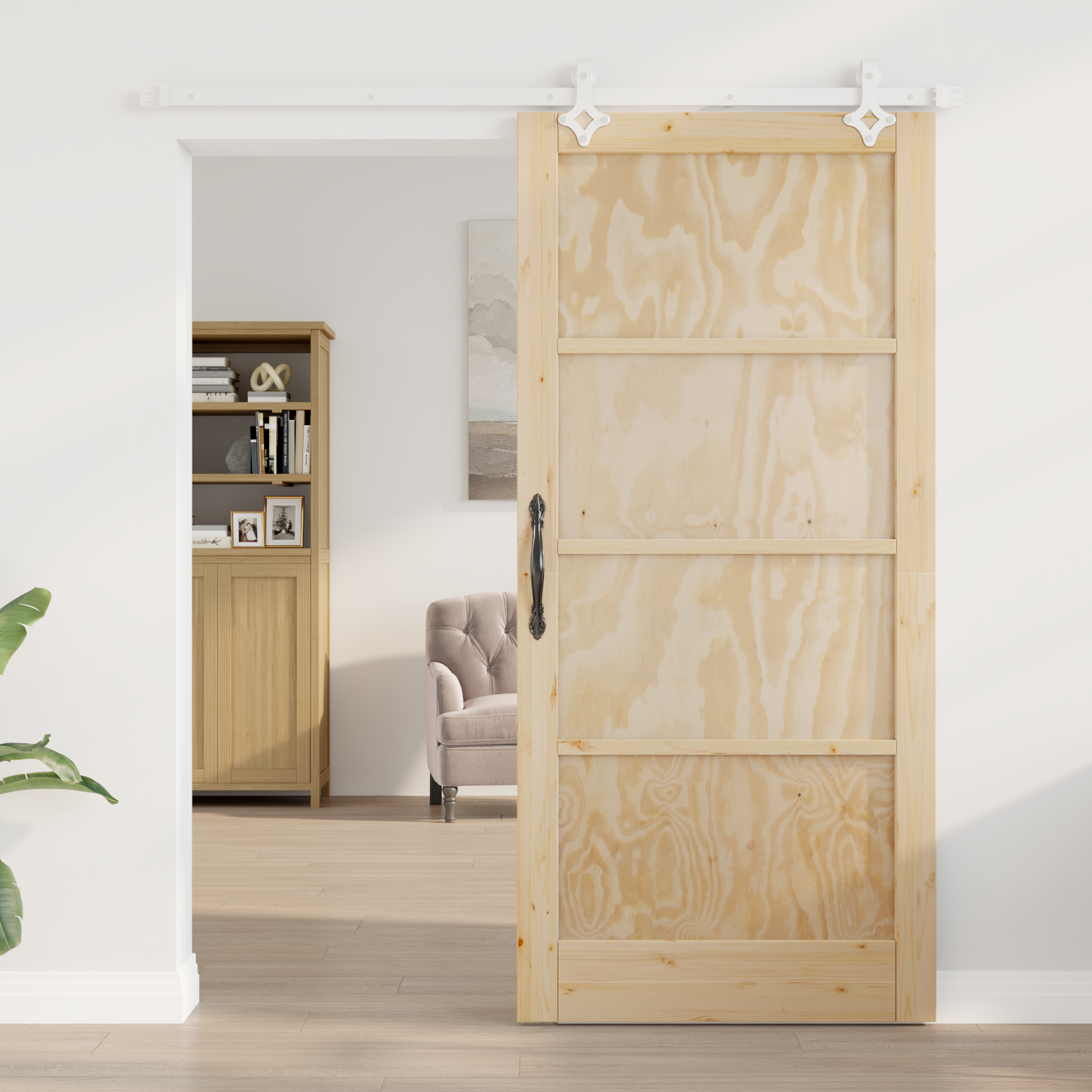 vidaXL Schuifdeur met beslag 93x202 cm massief grenenhout