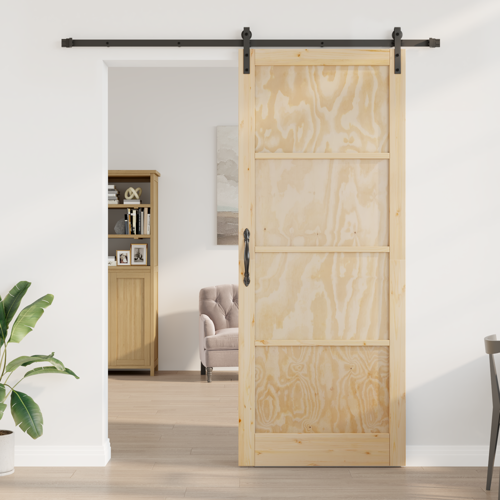 vidaXL Schuifdeur met beslag 93x232 cm massief grenenhout