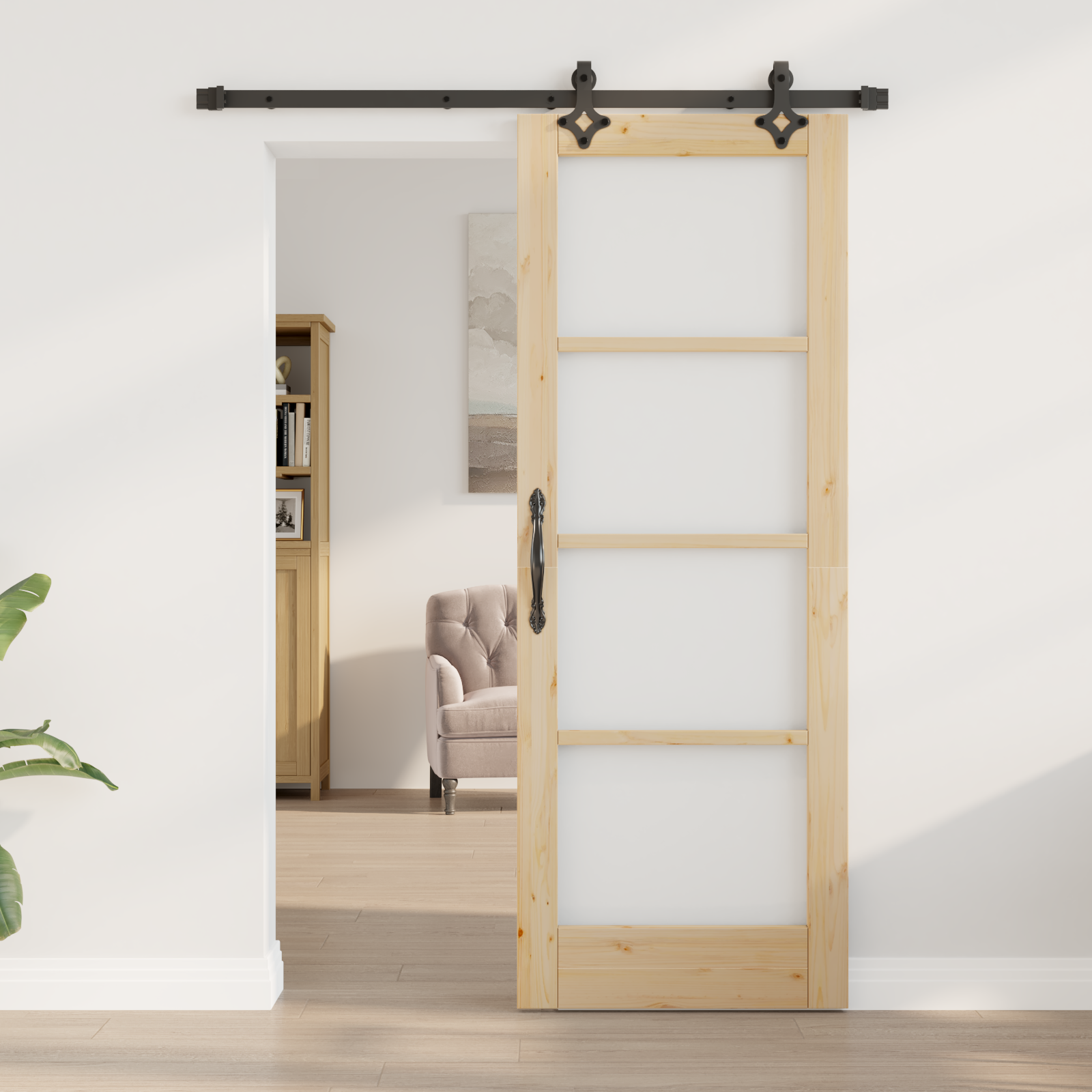 vidaXL Schuifdeur met Beugels 73,5x198,5 cm Massief Vurenhout
