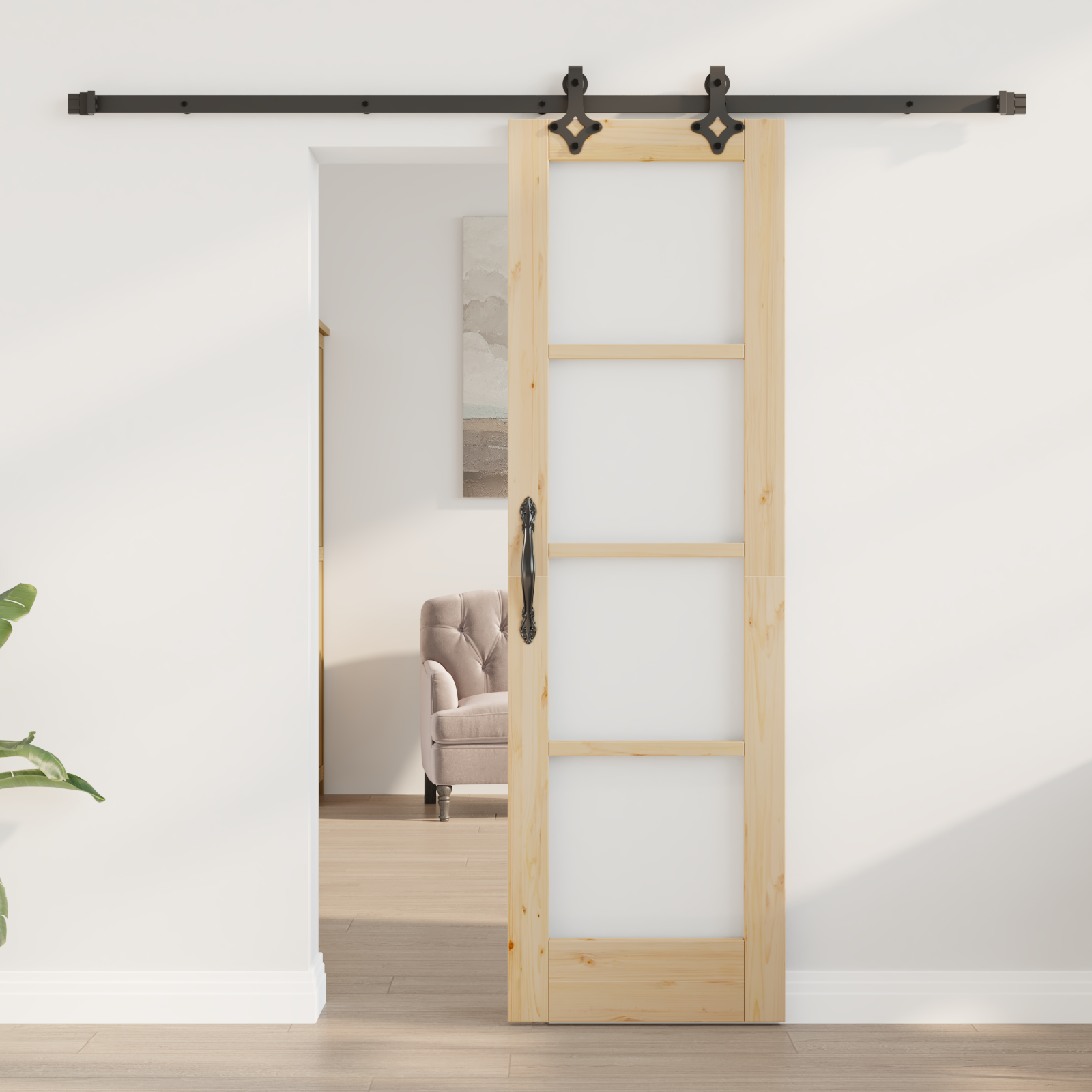 vidaXL Schuifdeur met Hardware Set 61x198,5 cm Massief Grenenhout