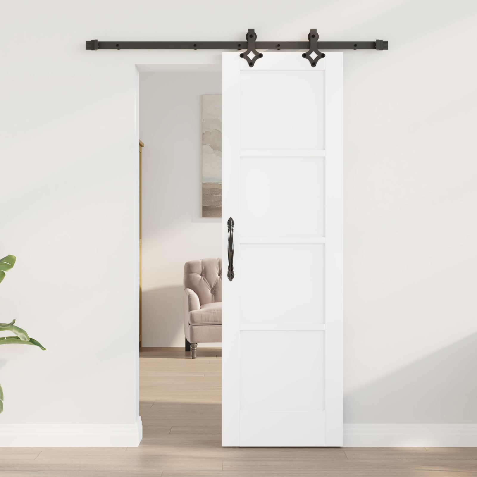 vidaXL Schuifdeur met Hardware Set 'ORKDAL'Wit Massief Dennenhout