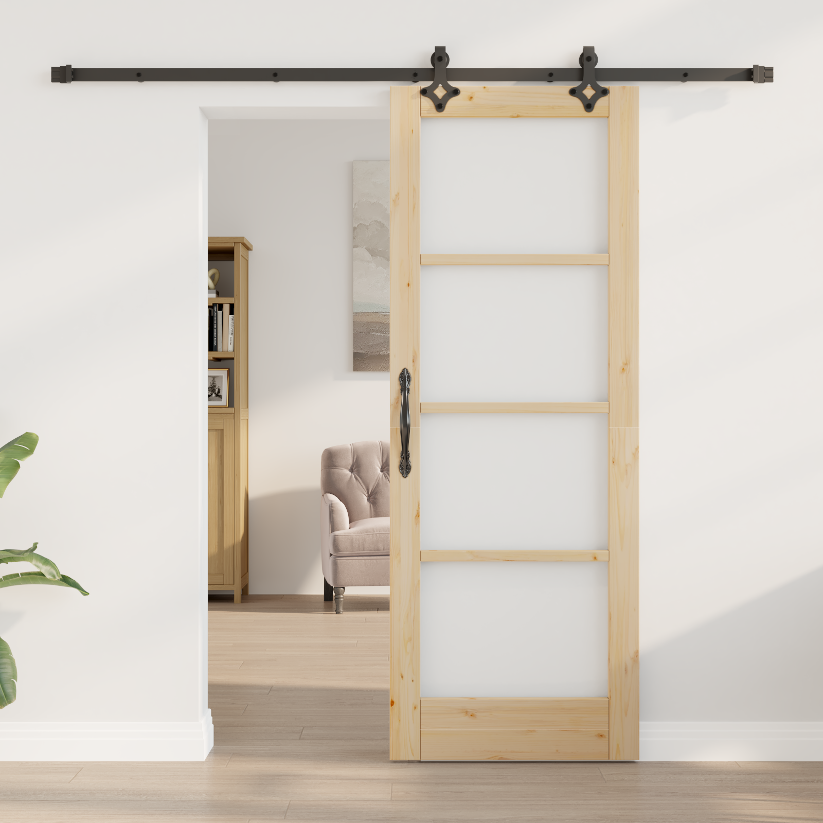 vidaXL Schuifdeur met Bevestigingsset 73,5x198,5 cm Massief Hout