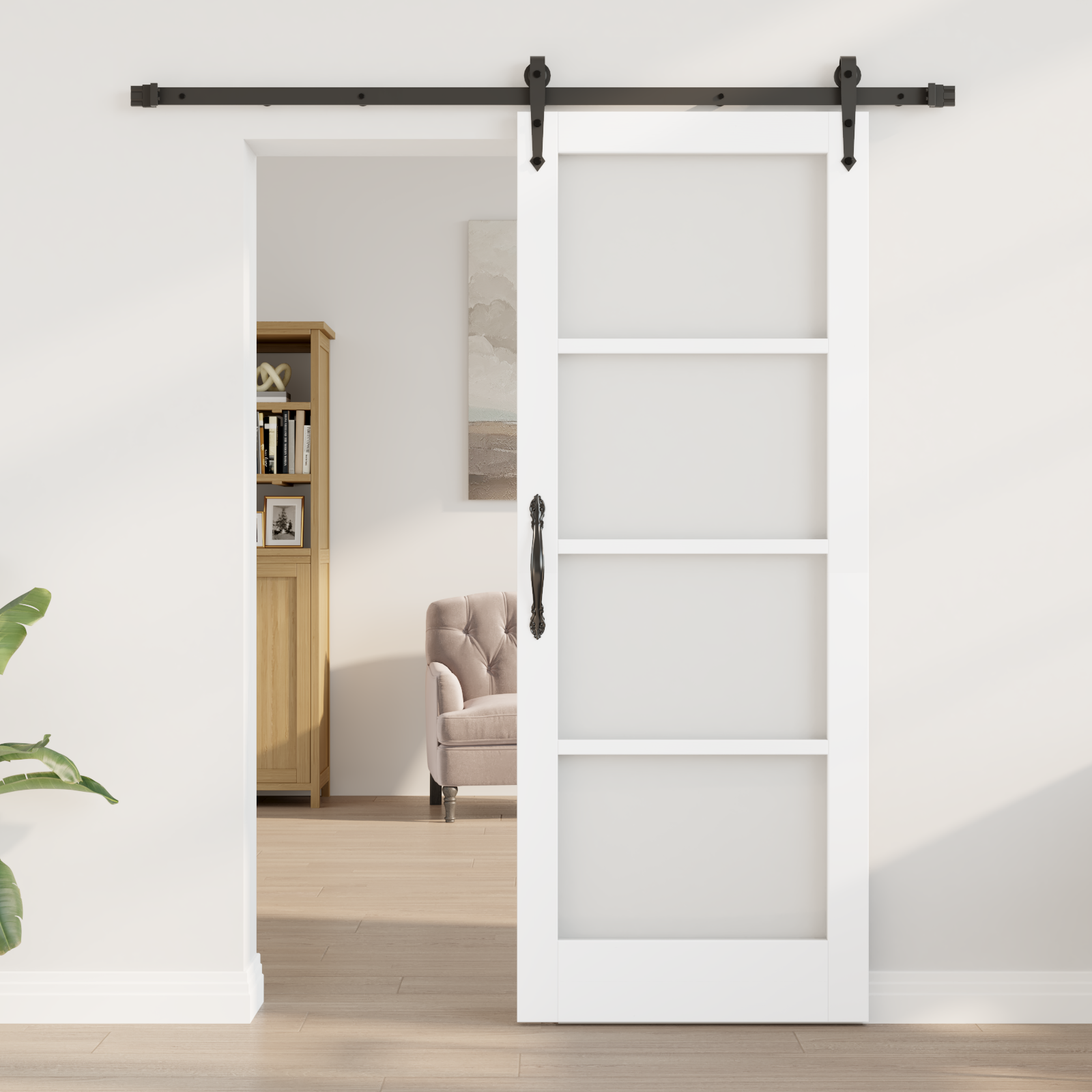 vidaXL Schuifdeur met Hardware Set Wit 78x202 cm Massief Vurenhout