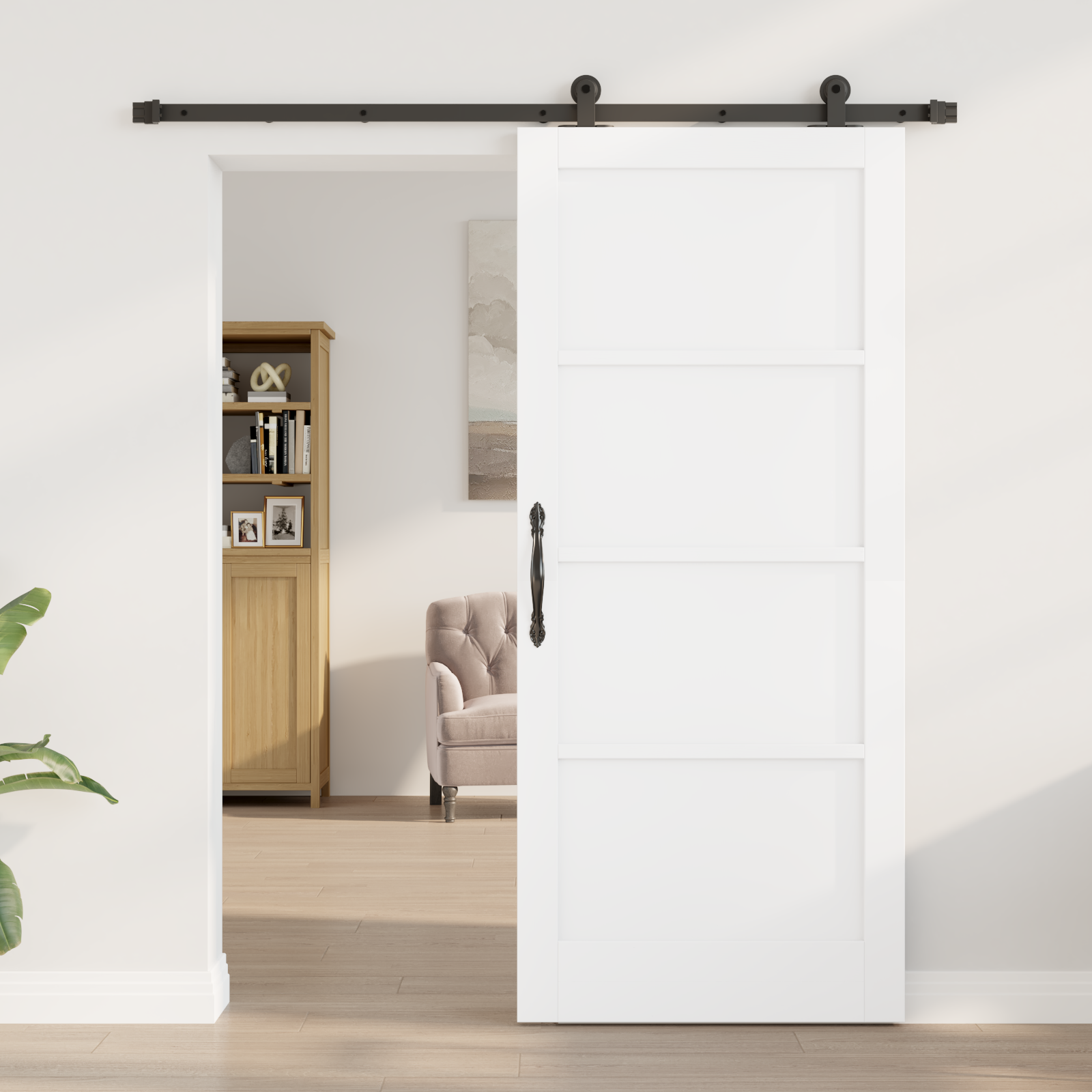 vidaXL Schuifdeur met Hardware Set Wit 86x198,5 cm Massief Hout Vuren
