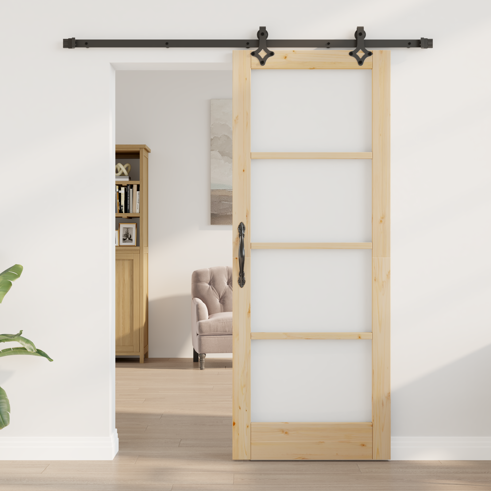 vidaXL Schuifdeur met Hardware Set 'ORKDAL'van Massief Hout & Glas