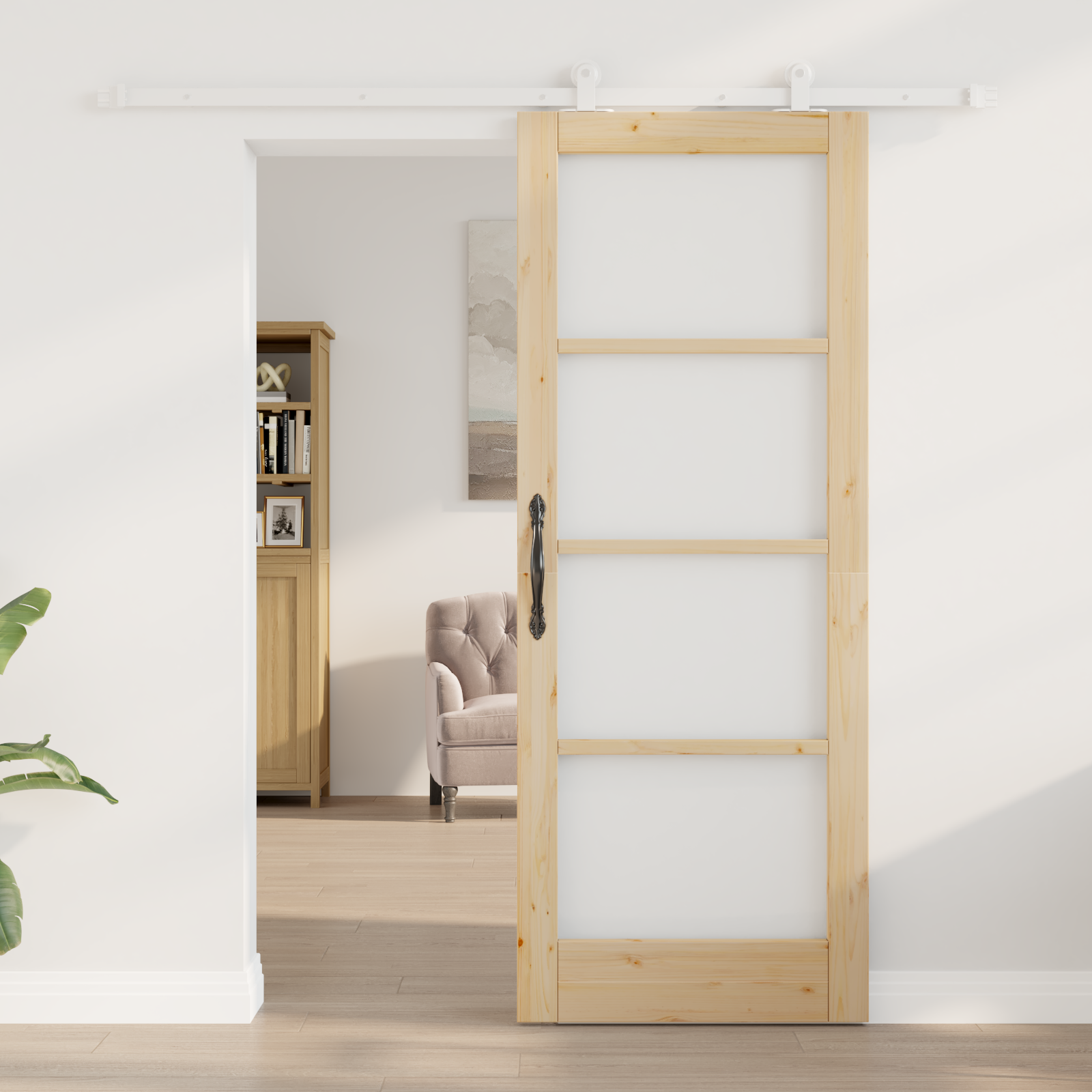 vidaXL Schuifdeur met Topkwaliteit Hardware Set 'ORKDAL'Van Massief Hout & Glas