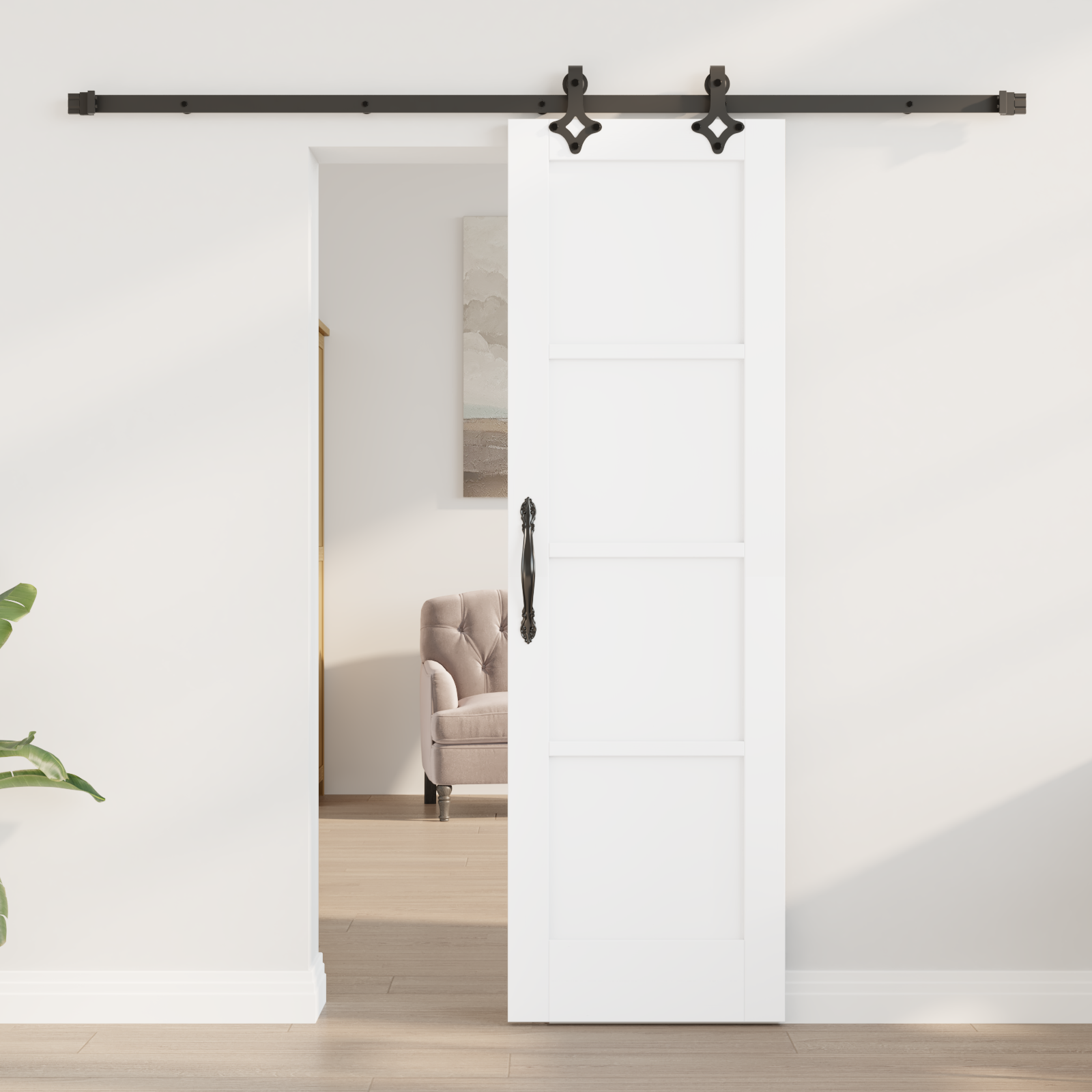 vidaXL Schuifdeur met Hardware Set 'ORKDAL'Wit Massief Vuren