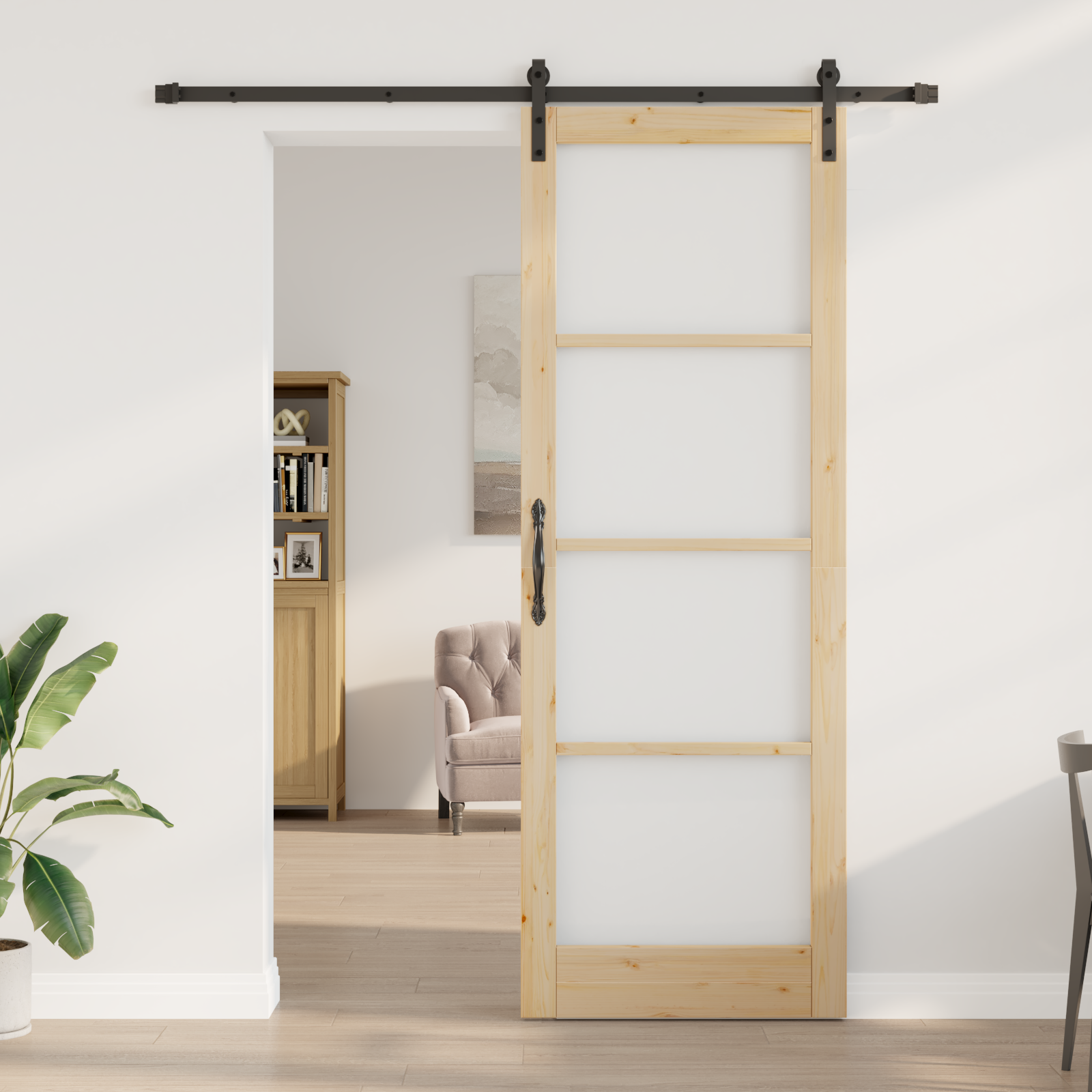 vidaXL Schuifdeur met beslag ORKDAL massief hout en glas