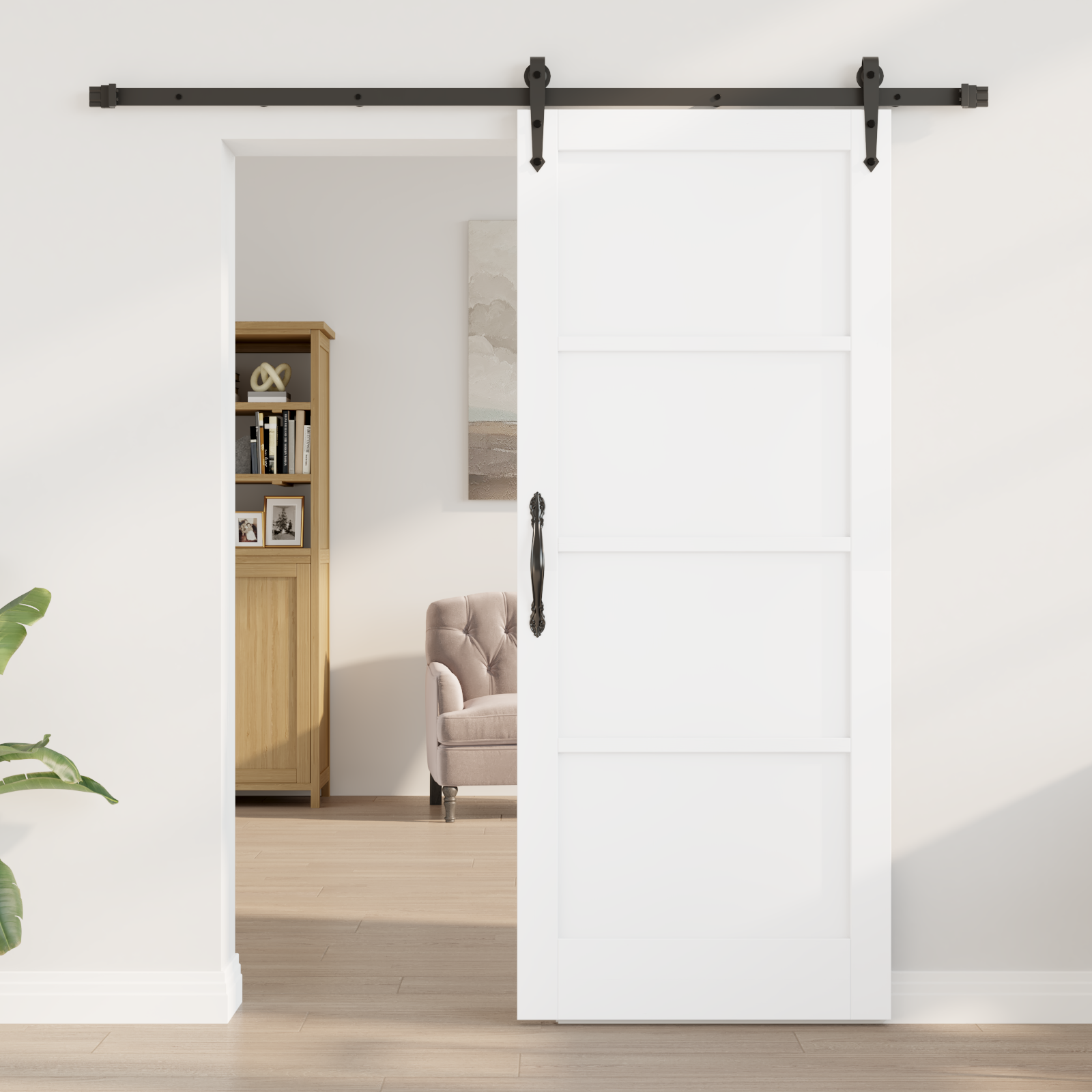 vidaXL Schuifdeur met beslagset Wit 83x202 cm Massief vurenhout