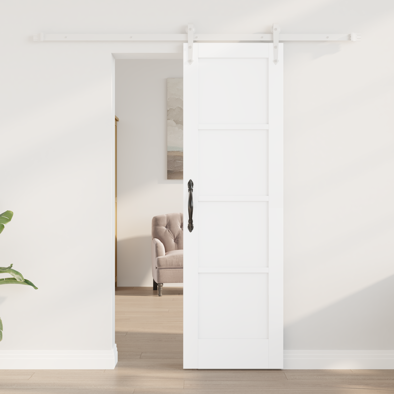vidaXL Schuifdeur met Bevestigingsset Wit 61x198,5 cm van Massief Dennhout