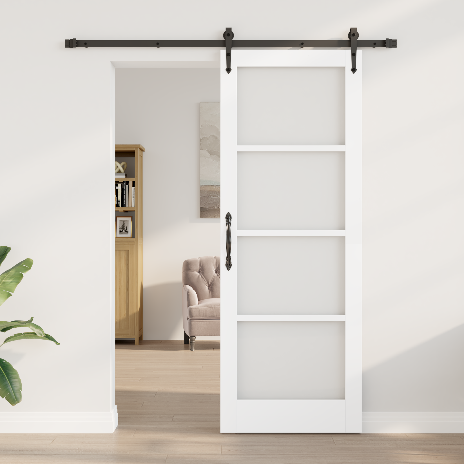 vidaXL Schuifdeur met Hardware Set Wit 78x211 cm Massief Vurenhout