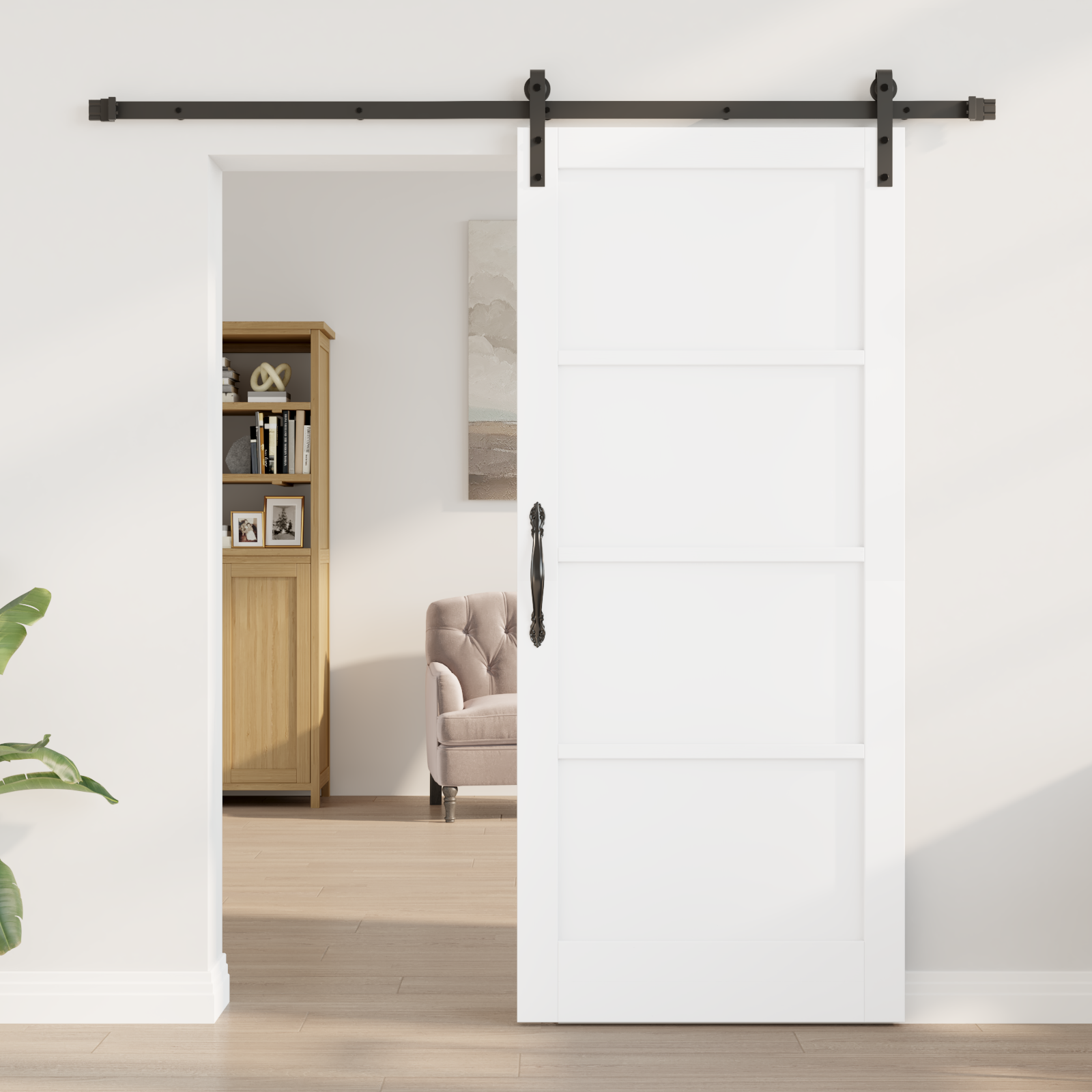 vidaXL Schuifdeur met beslag 86x198,5 cm massief grenenhout wit