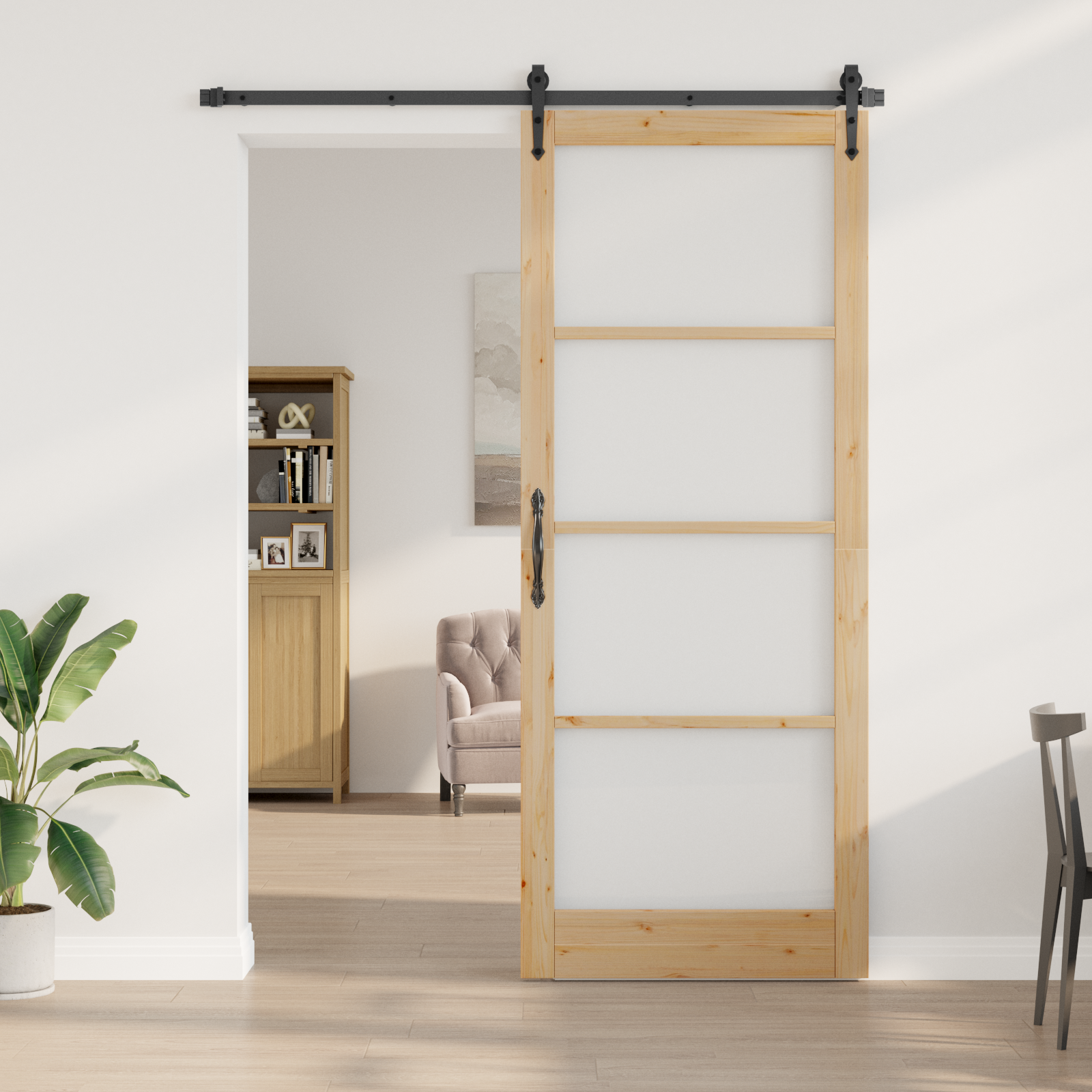 vidaXL Schuifdeur met Bevestigingsset 83x232 cm Massief Vurenhout