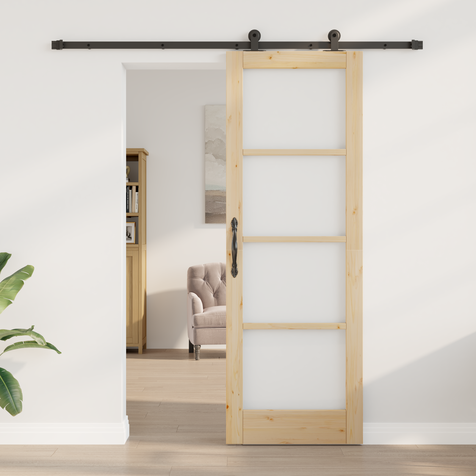 vidaXL Schuifdeur met Hardware Set 'ORKDAL'van Massief Hout & Glas