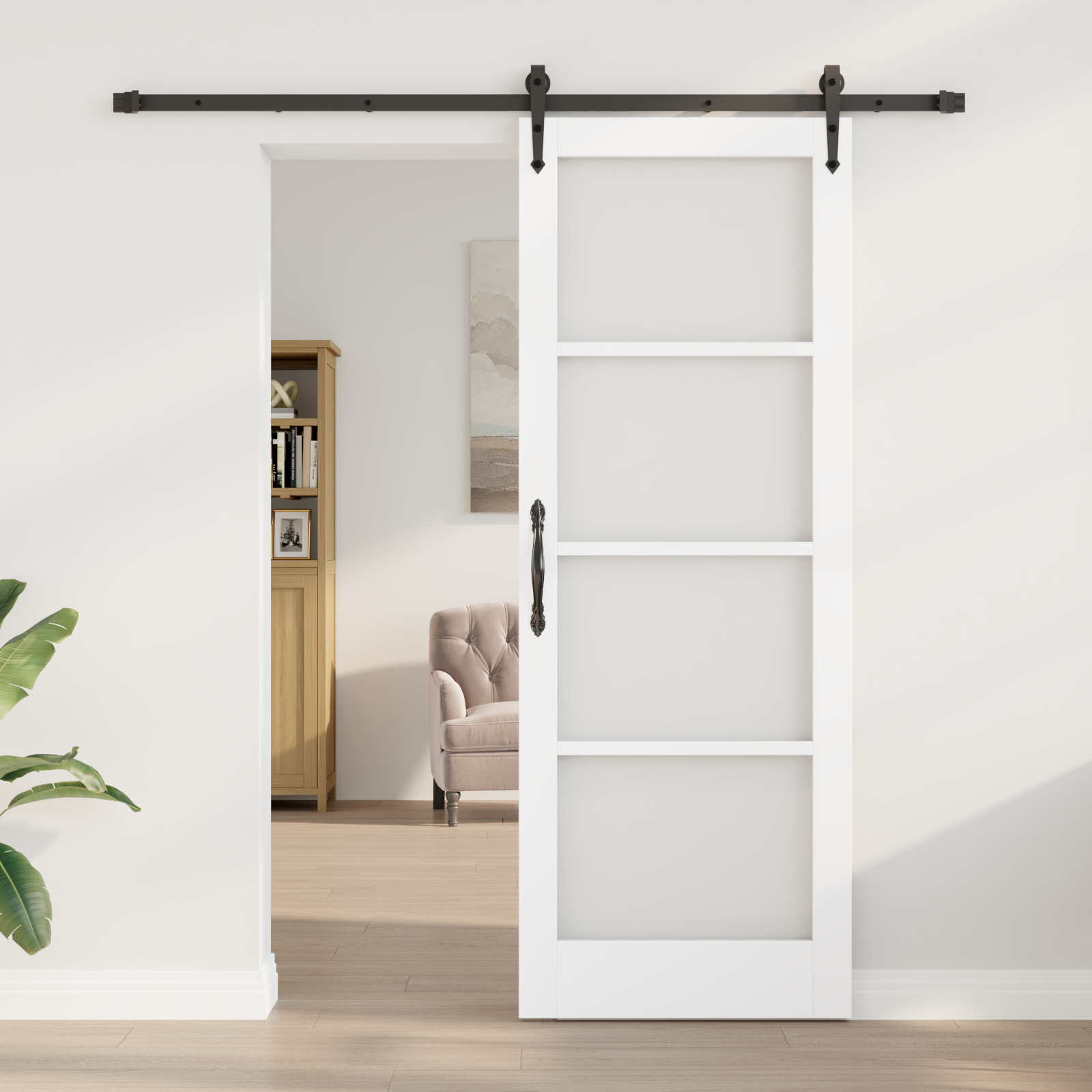 vidaXL Schuifdeur met Hardware Set Wit 78x211 cm Massief Grenenhout