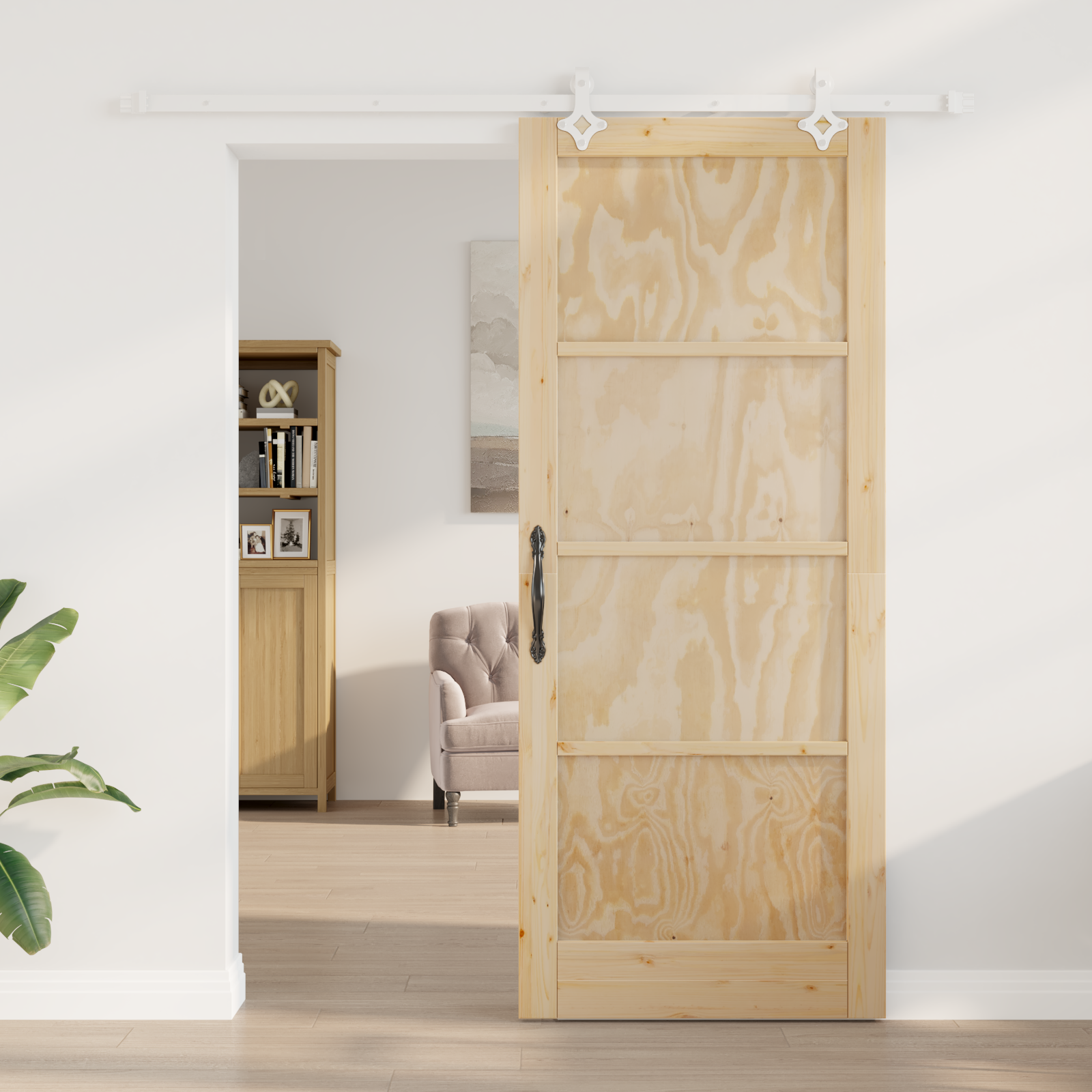vidaXL Schuifdeur met beslag 86x211 cm massief grenenhout