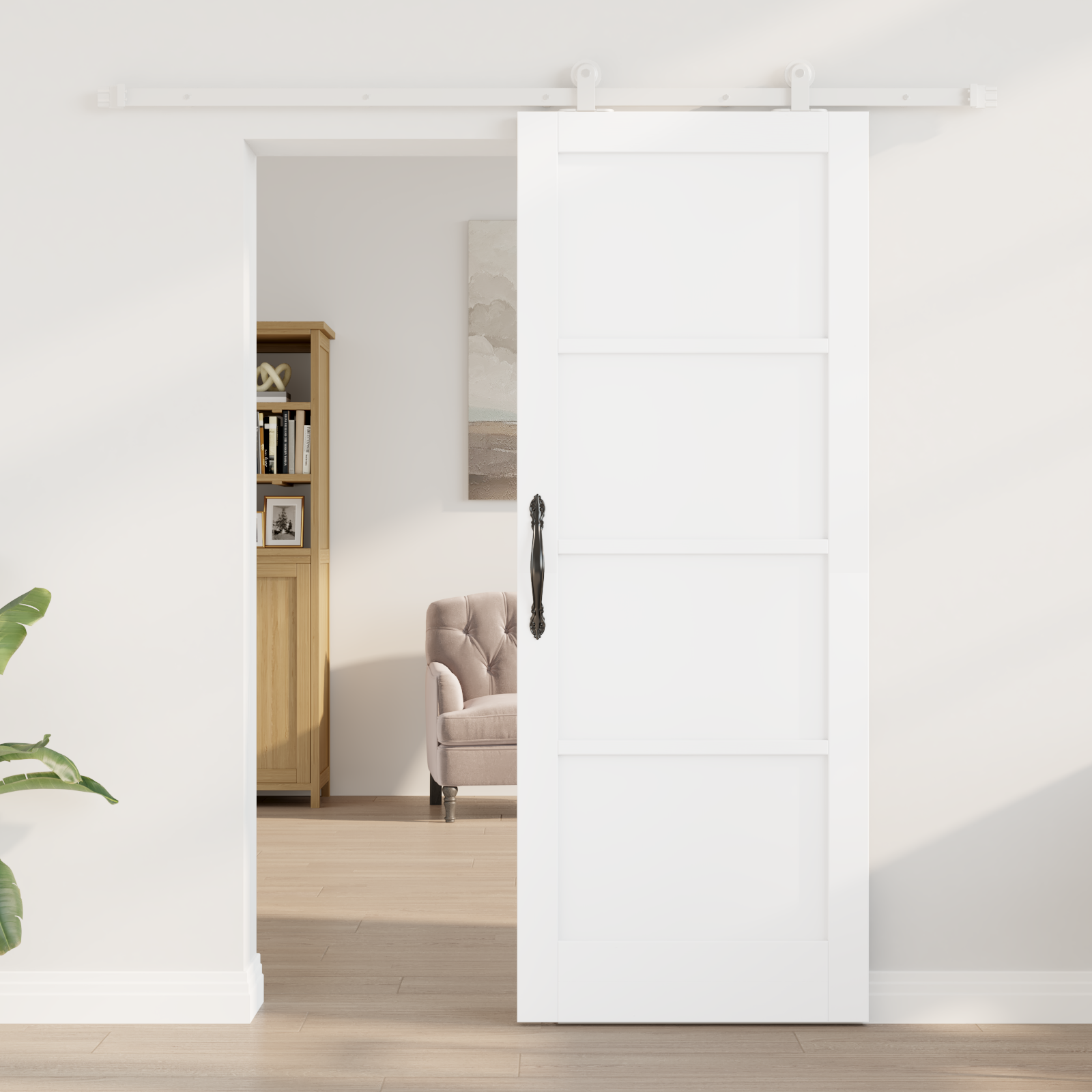 vidaXL Schuifdeur met Hardware Set 'ORKDAL'Witte Massieve Houten Vuren