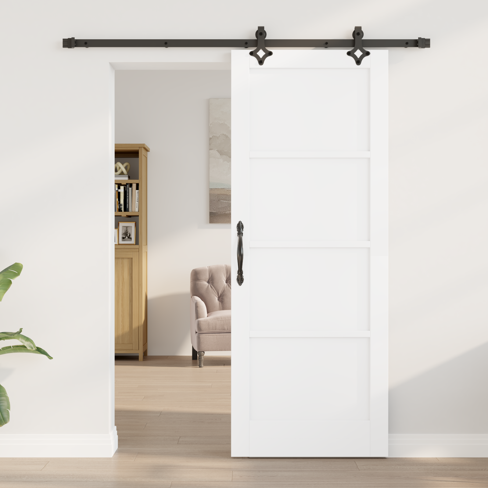 vidaXL Schuifdeur met beslag 78x202 cm massief grenenhout wit