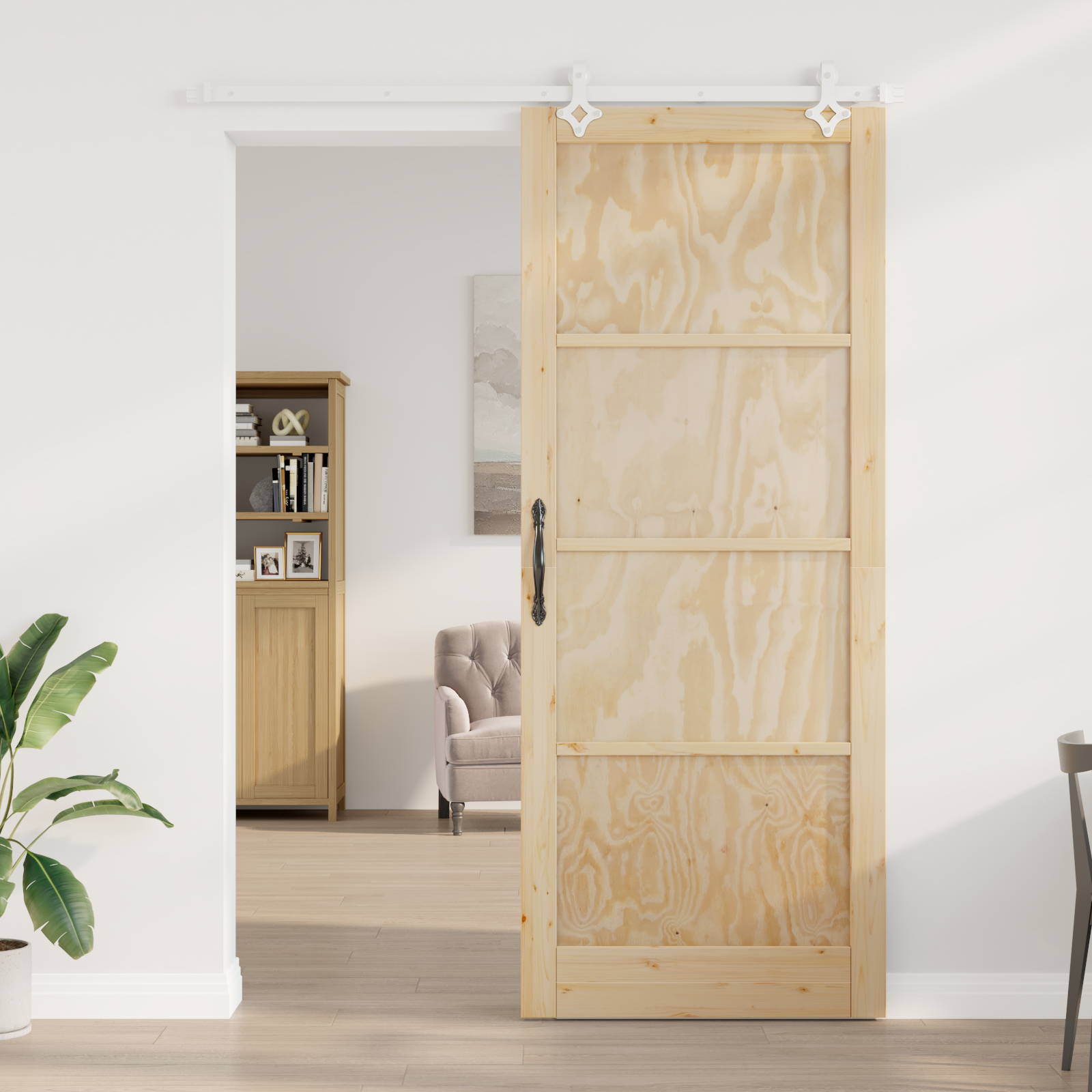 vidaXL schuifdeur met beslag 93x232 cm massief grenen