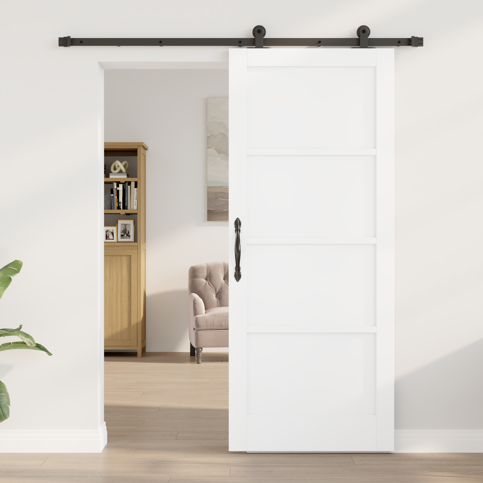 vidaXL Schuifdeur met Bevestigingsset Wit 83x202 cm Massief Vurenhout