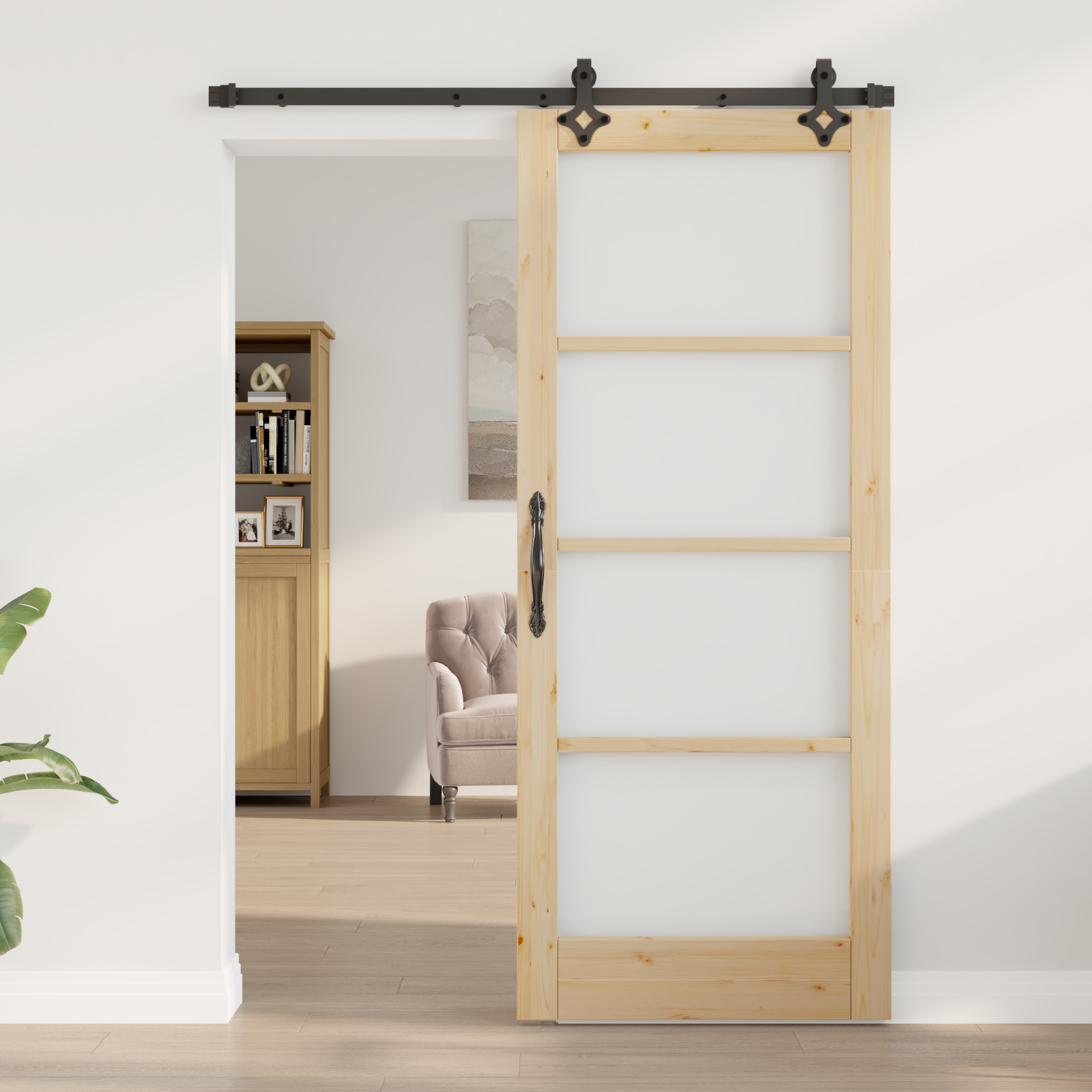 vidaXL Schuifdeur met Bevestigingsset 83x202 cm Massief Vurenhout