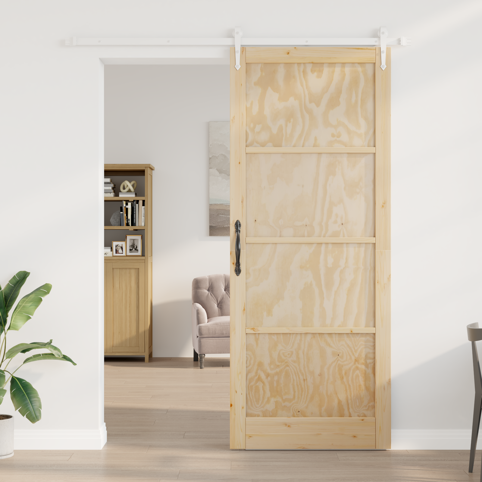 vidaXL Schuifdeur met Bevestigingsset 93x232 cm van Massief Vurenhout