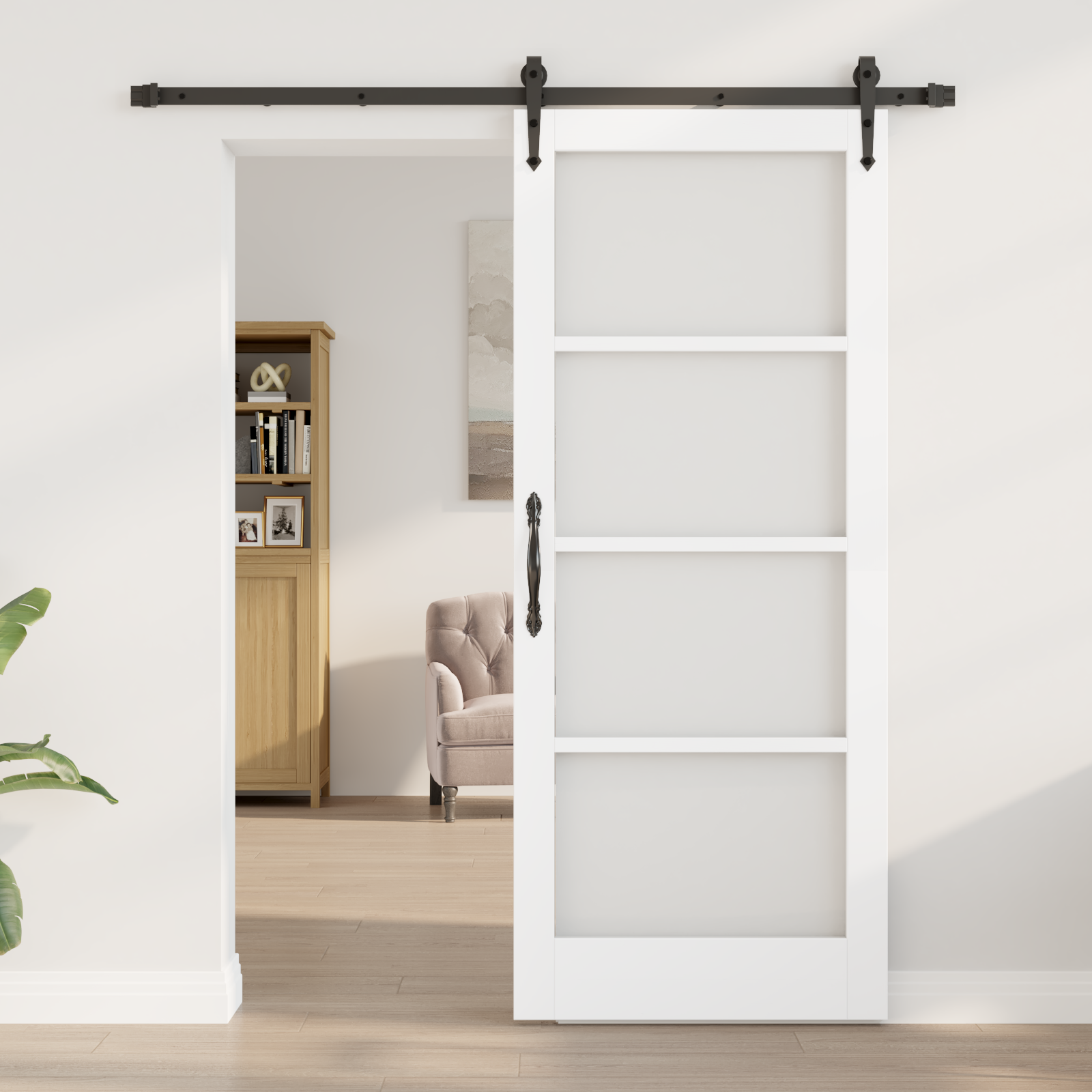vidaXL Schuifdeur met Hardware Set Wit 83x202 cm Massief Hout van Pijnboom
