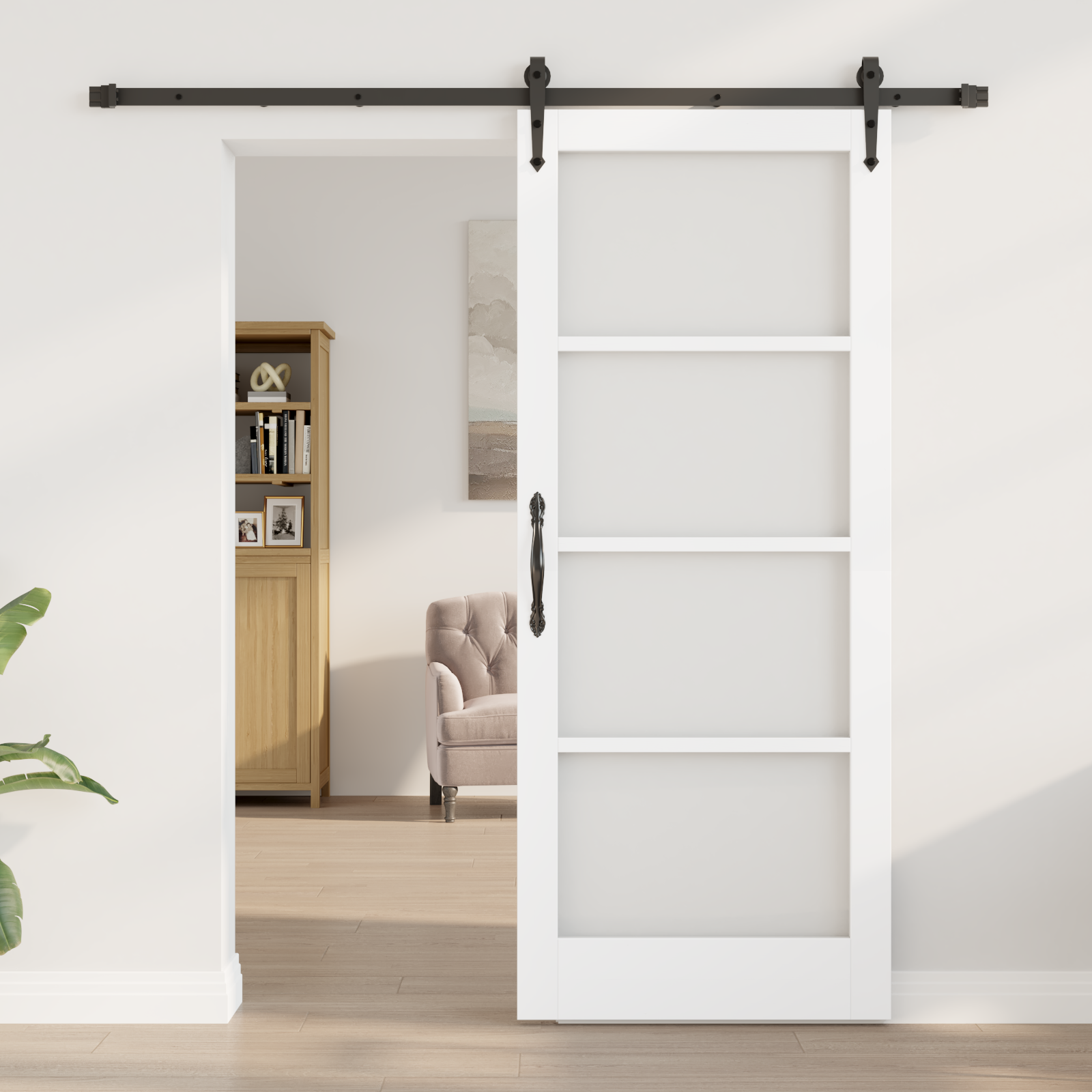 vidaXL Schuifdeur met bevestigingsset Wit 83x202 cm Massief Hout Grenen