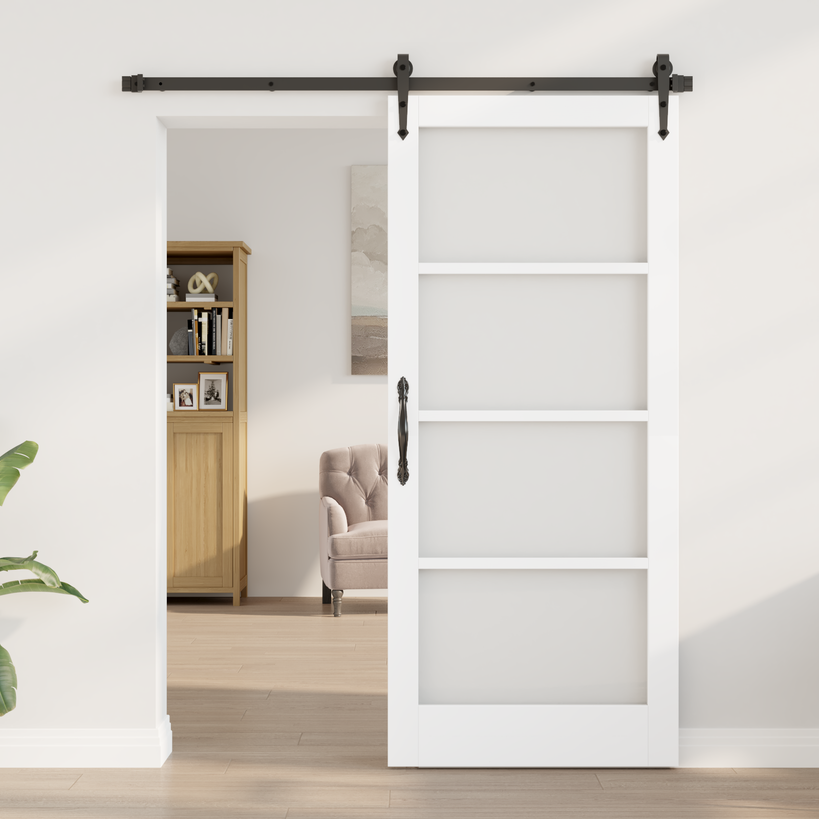 vidaXL Schuifdeur met Hardware Set Wit 86x198,5 cm Massief Hout Vuren