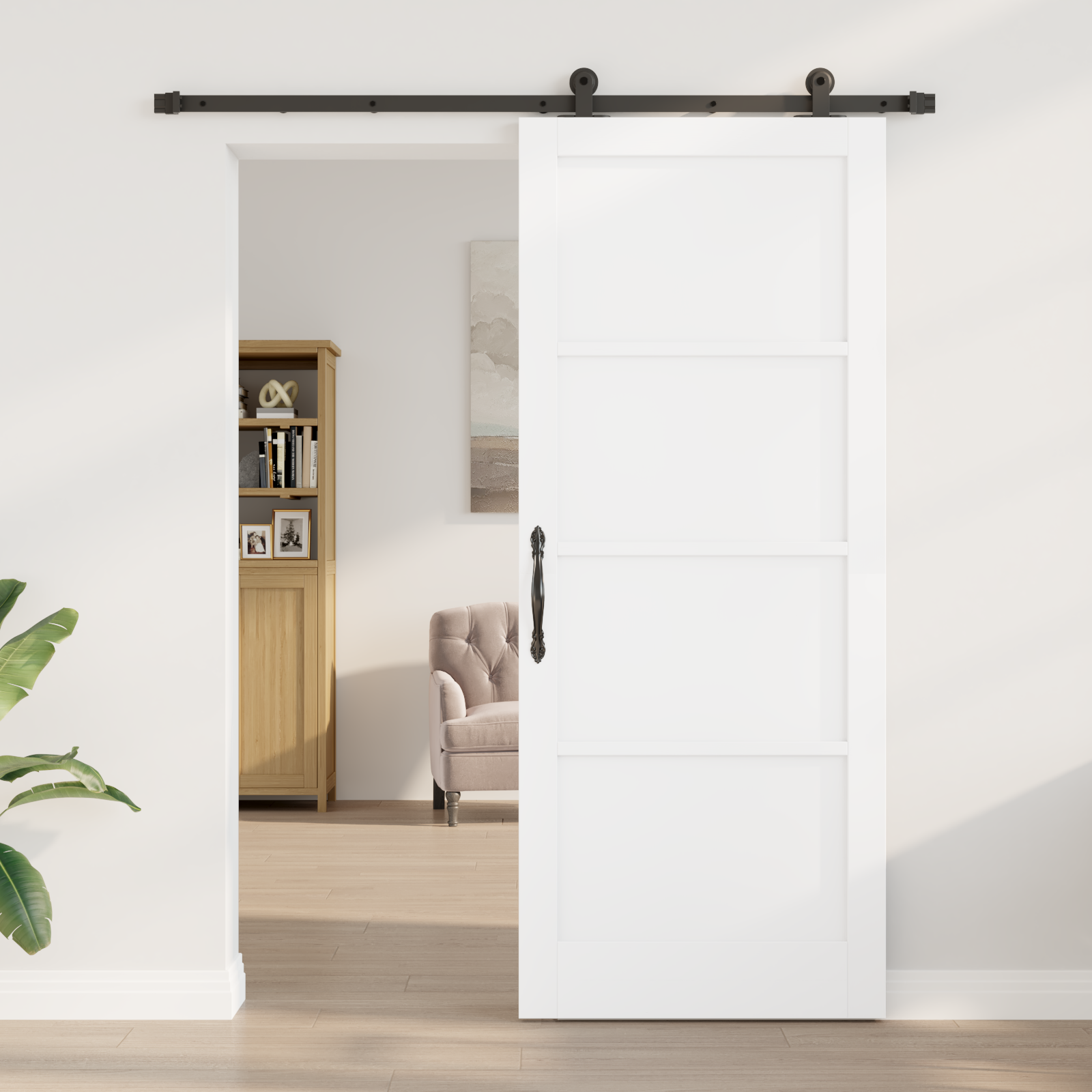 vidaXL Schuifdeur met Hardware Set Wit 86x211 cm Massief Vurenhout