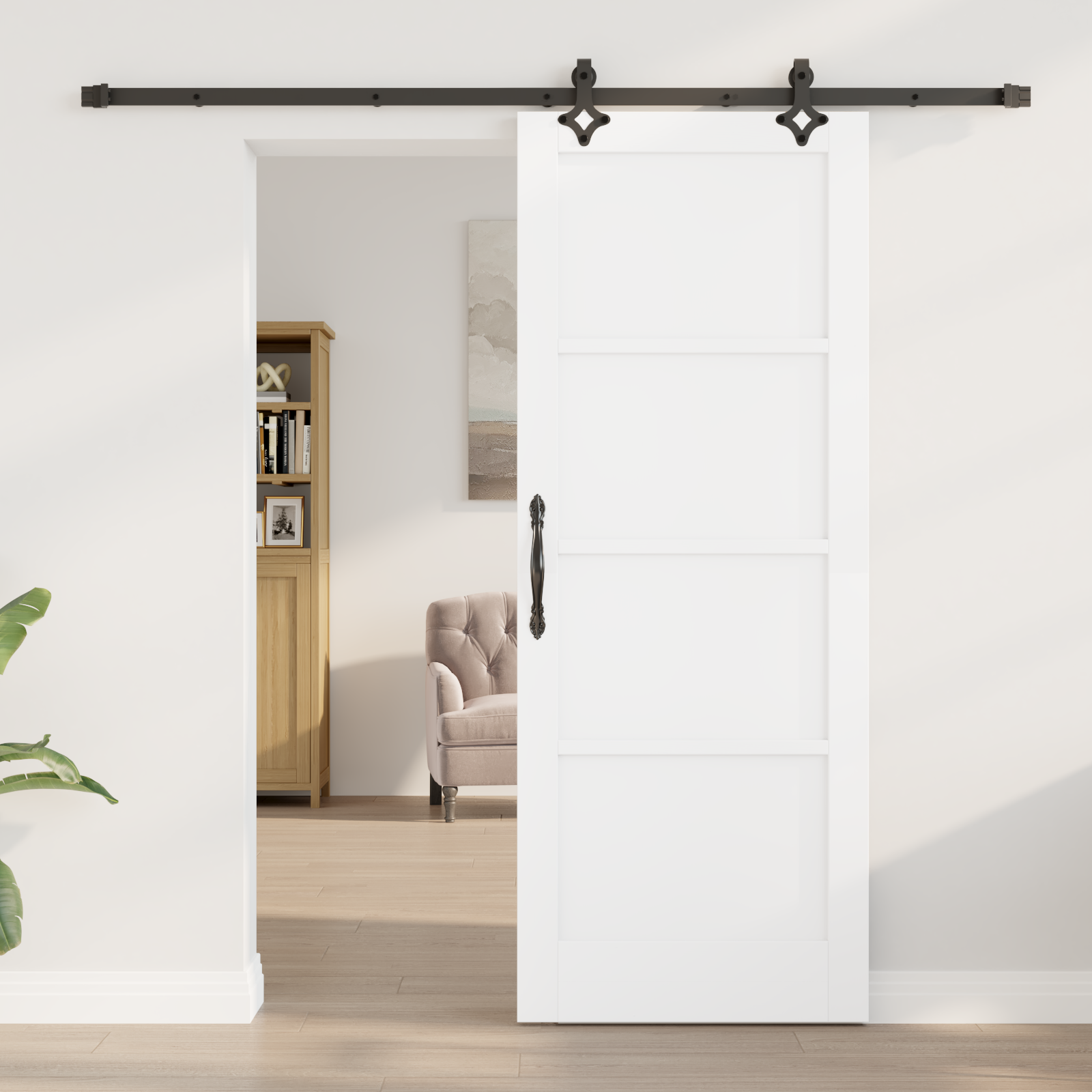vidaXL Schuifdeur met Hardware Set 'ORKDAL'Witte Massief Hout Vuren