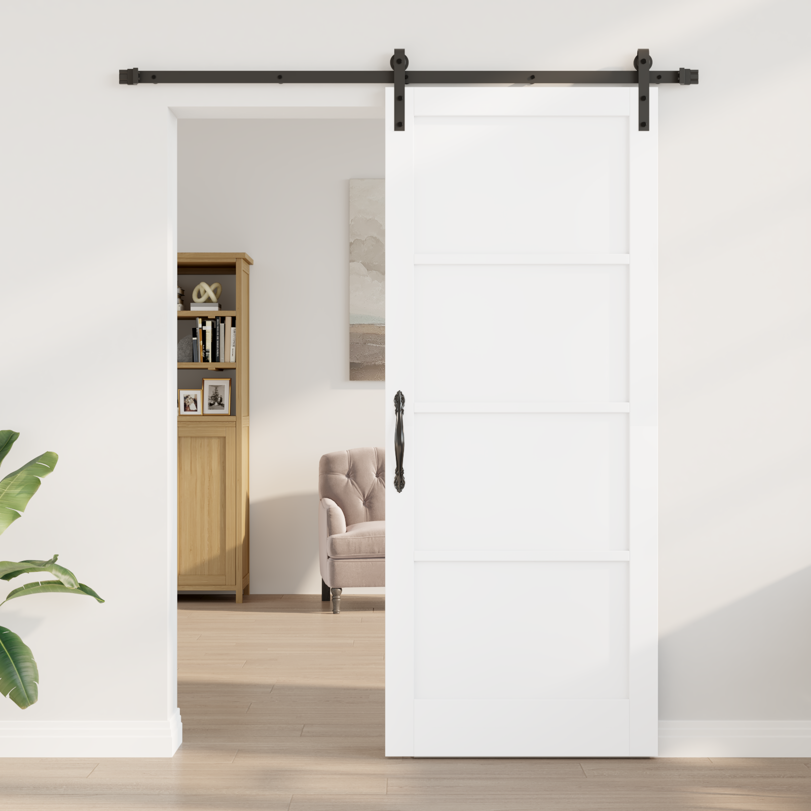 vidaXL Schuifdeur met beslag 86x211 cm massief grenenhout wit