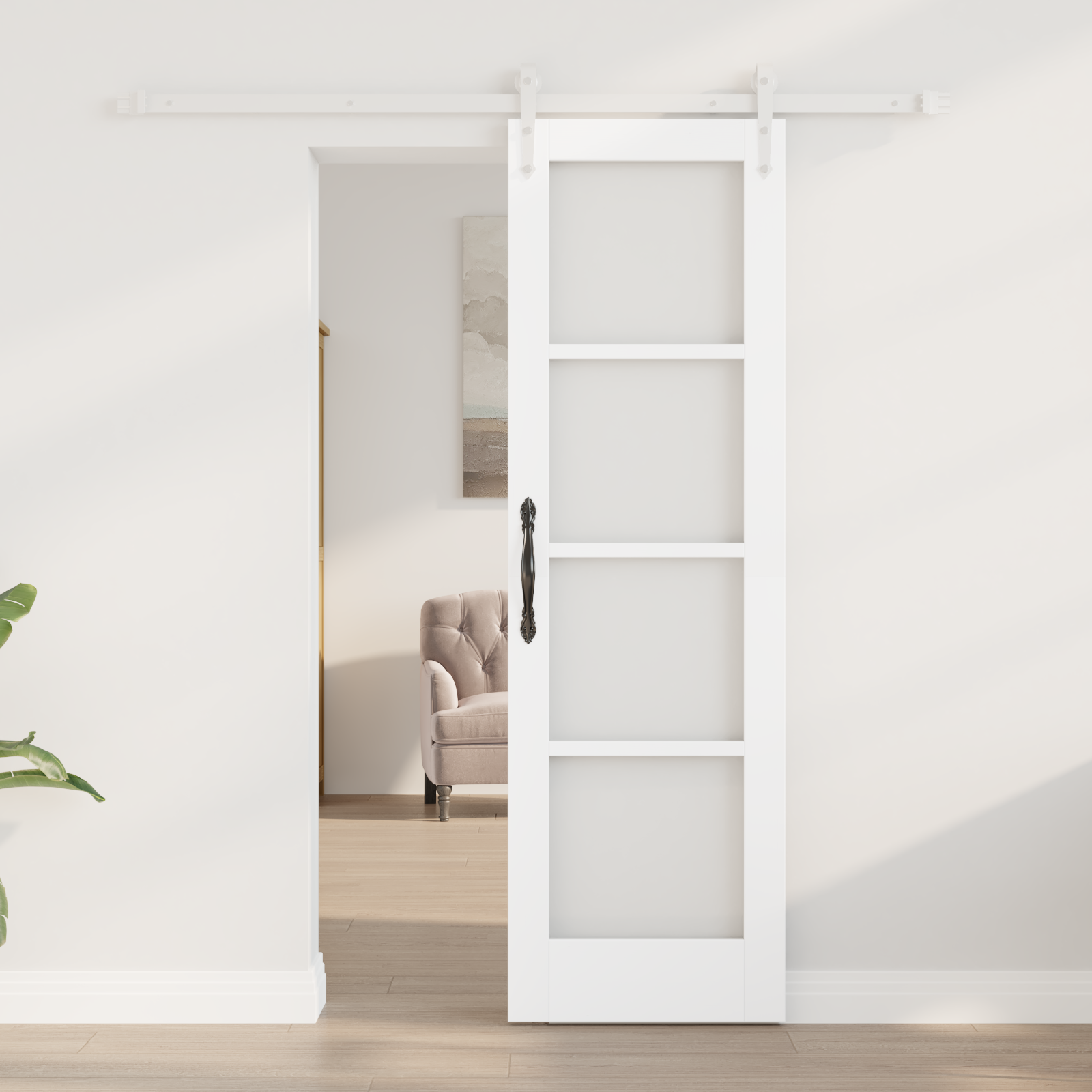 vidaXL Schuifdeur met Bevestigingsset Wit 61x198,5 cm Massief Hout (Grenen)