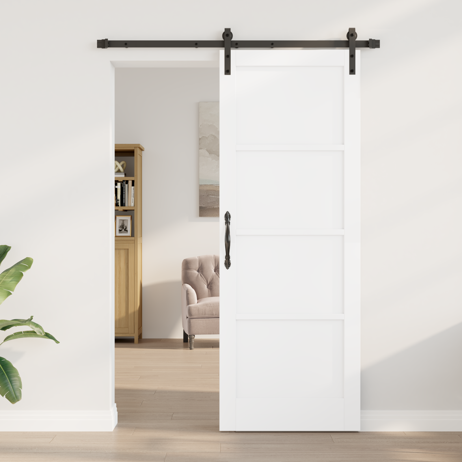 vidaXL Schuifdeur met beslag 78x211 cm massief grenenhout wit