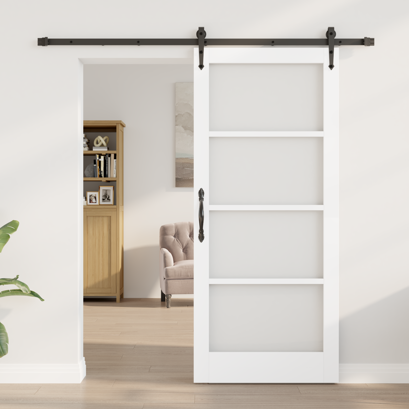 vidaXL Schuifdeur met bevestigingsset Wit 86x198,5 cm Massief Grenen Hout