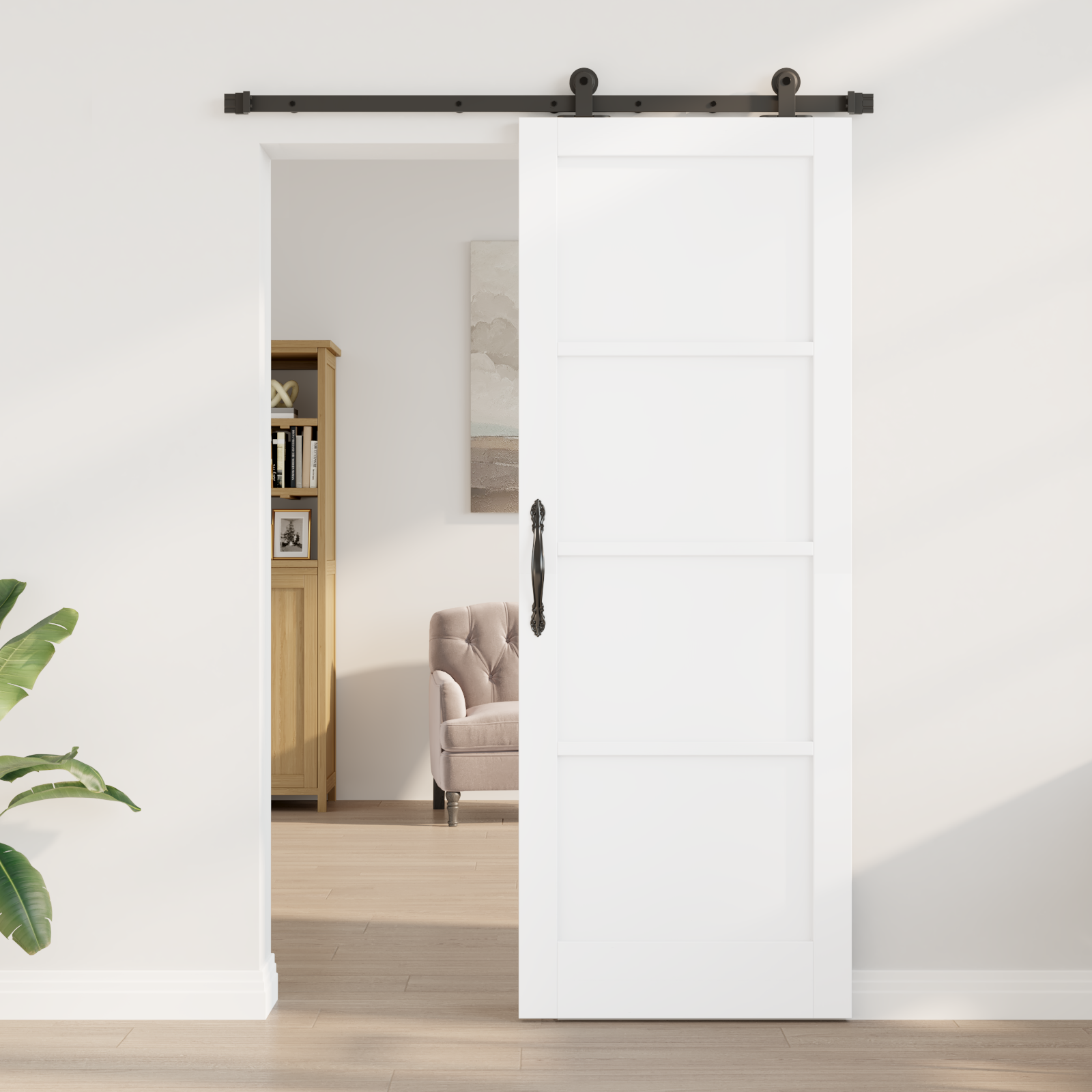 vidaXL Schuifdeur met Hardware Set 'ORKDAL'Wit Massief Vurenhout