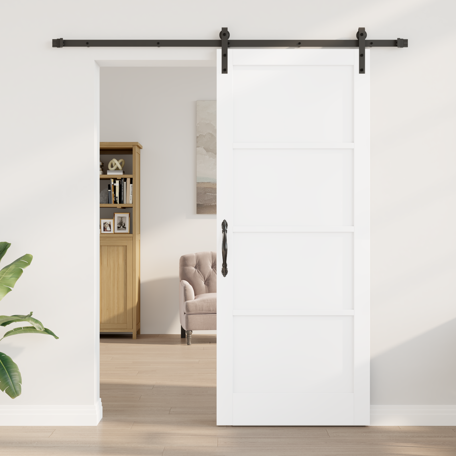 vidaXL schuifdeur met beslag 86x211 cm massief grenenhout wit