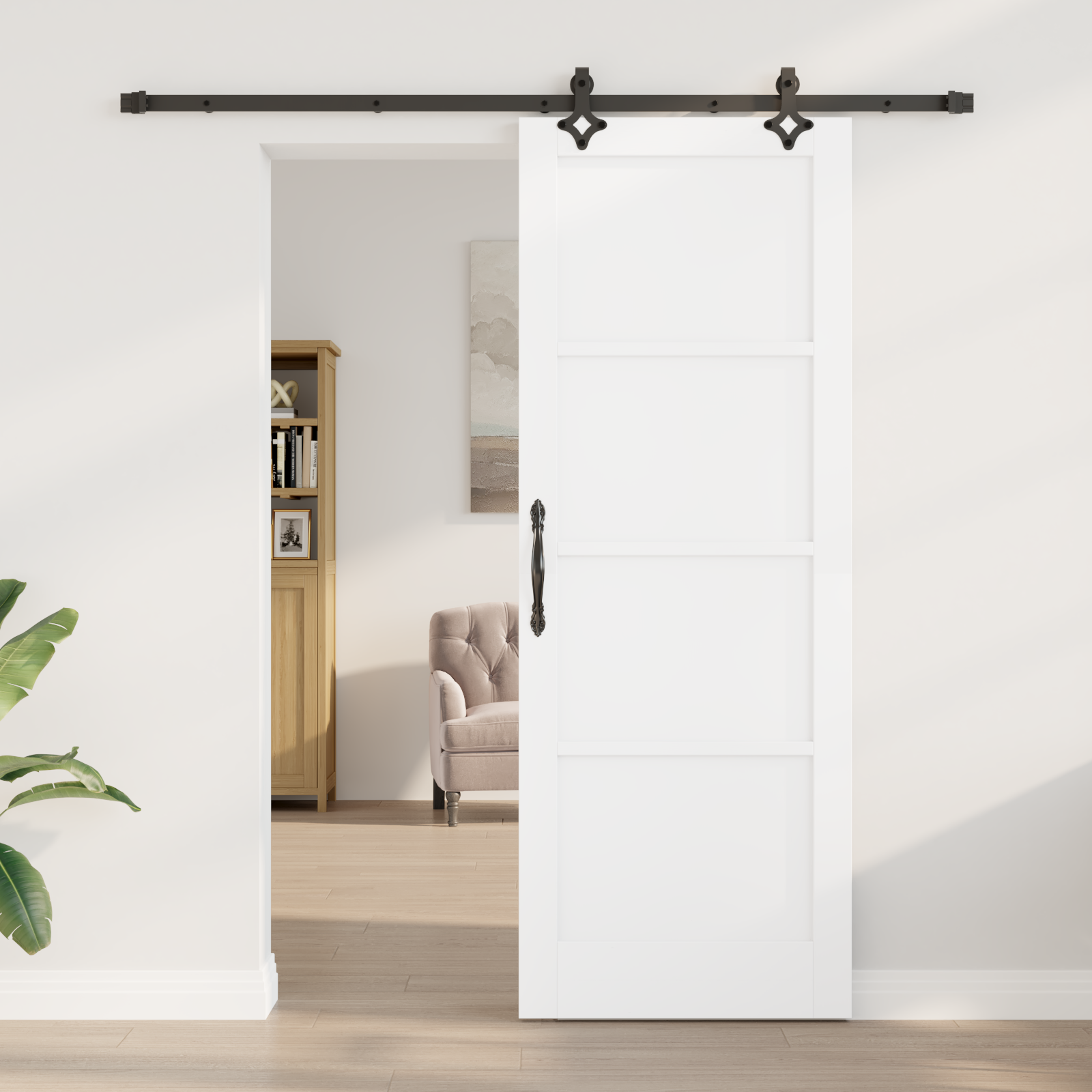 vidaXL Schuifdeur met beslag 78x211 cm massief grenenhout wit