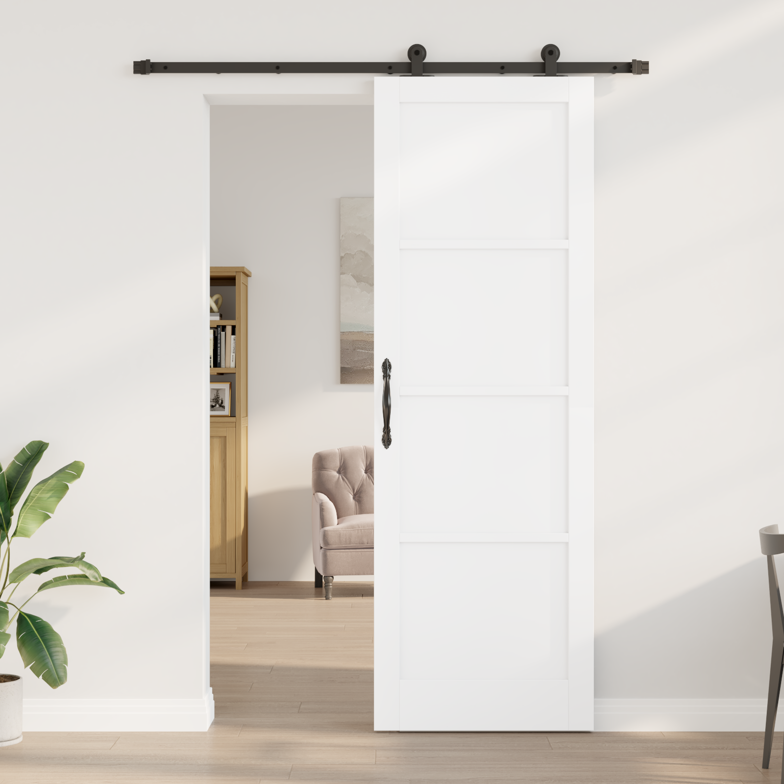 vidaXL Schuifdeur met Hardware Set Wit 78x232 cm Massief Vurenhout