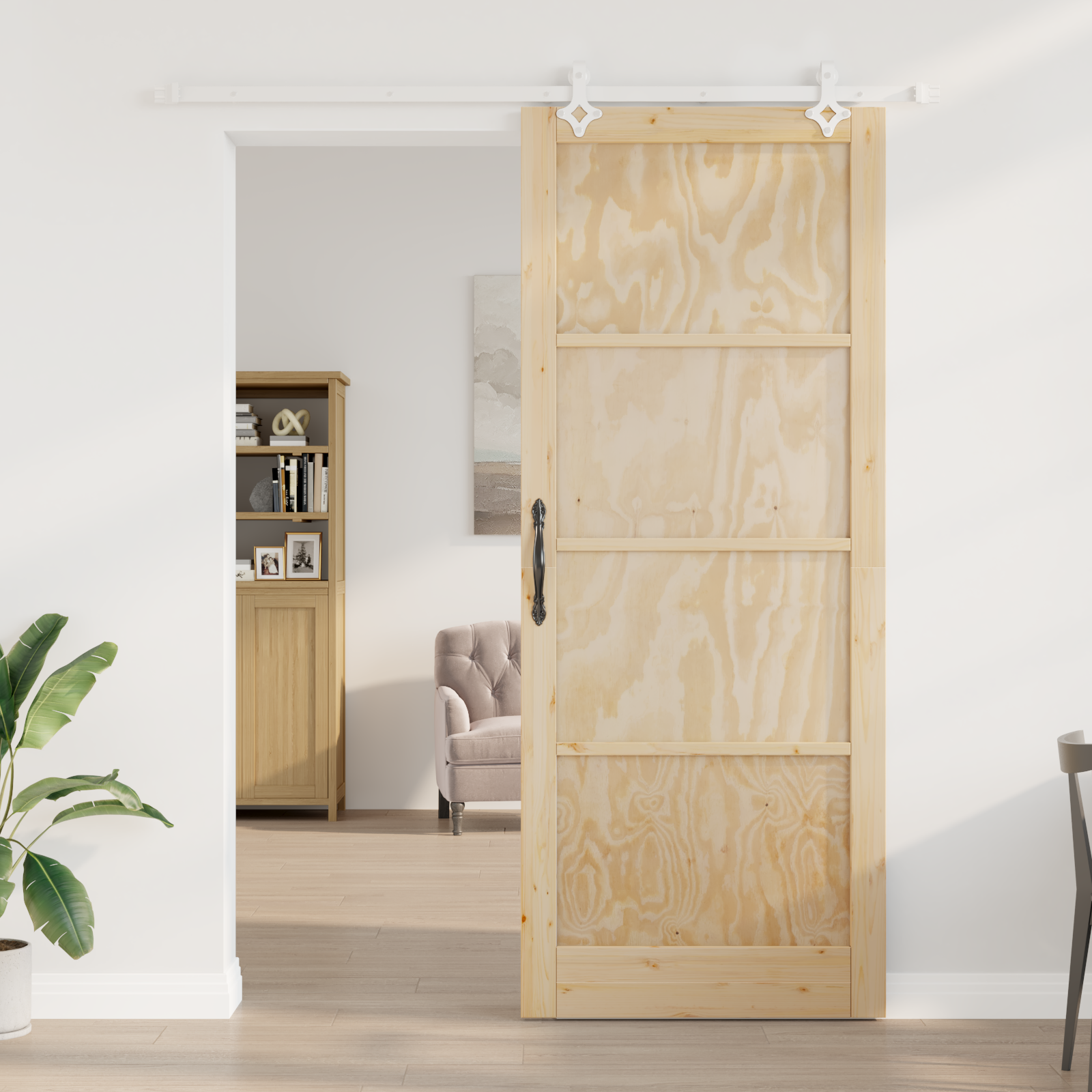 vidaXL Schuifdeur met beslag 93x232 cm massief grenenhout