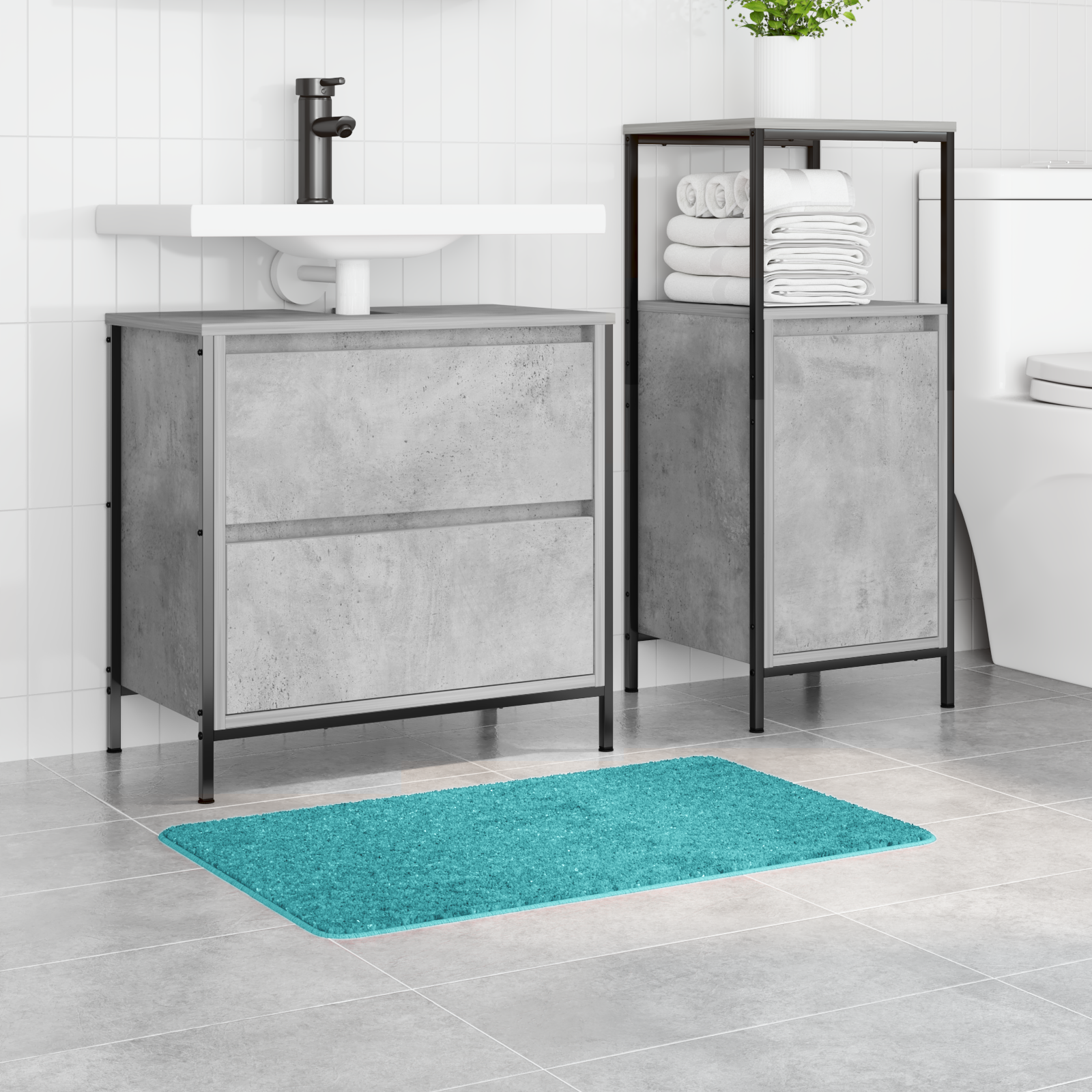 vidaXL Badmat rechthoekig anti-slip 50x80 cm polypropeen turquoise