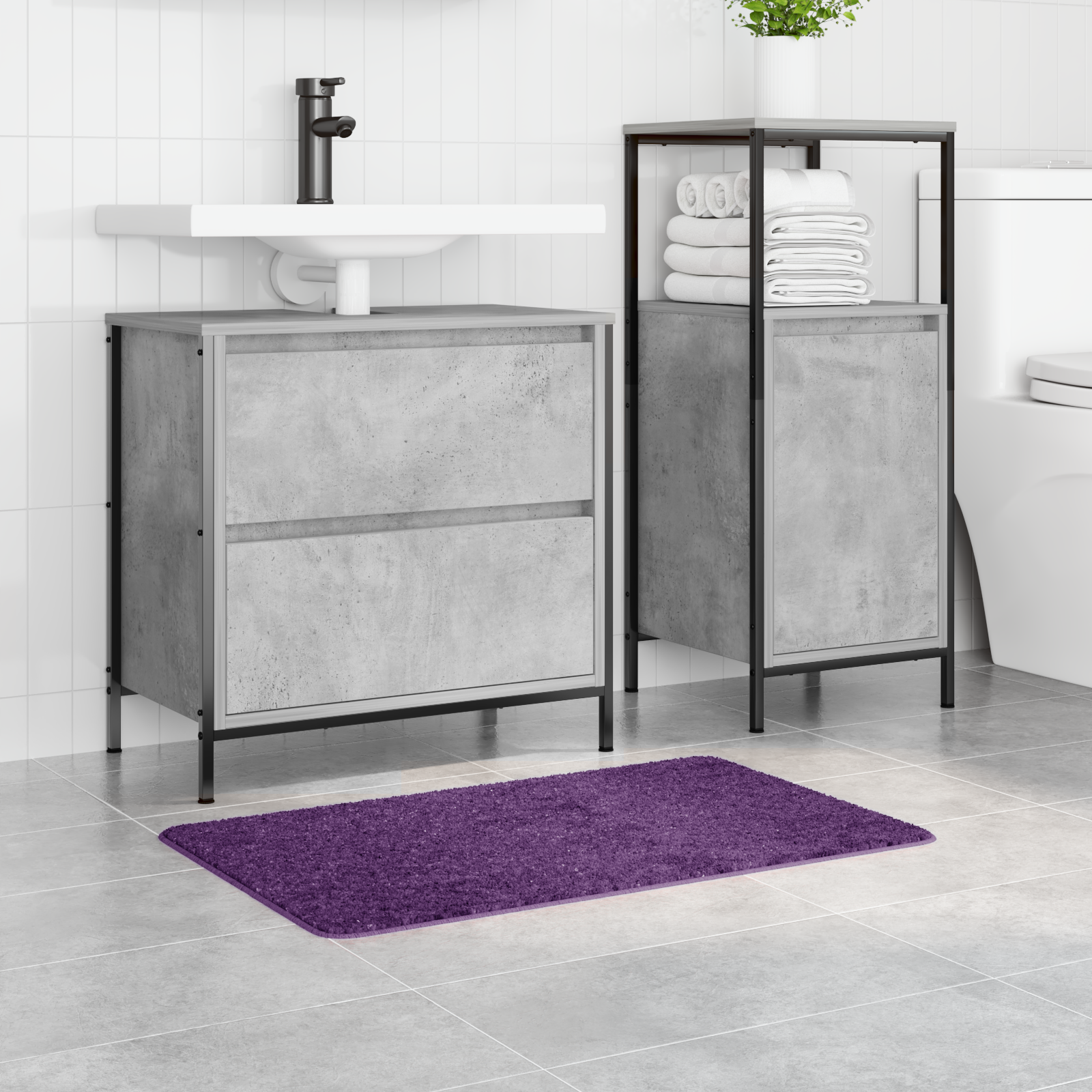 vidaXL Badmat rechthoekig anti-slip 50x80 cm polypropeen paars