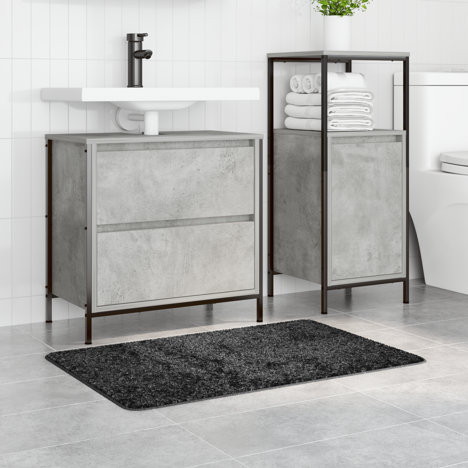 vidaXL Badmat rechthoekig anti-slip 60x90 cm polypropeen donkergrijs