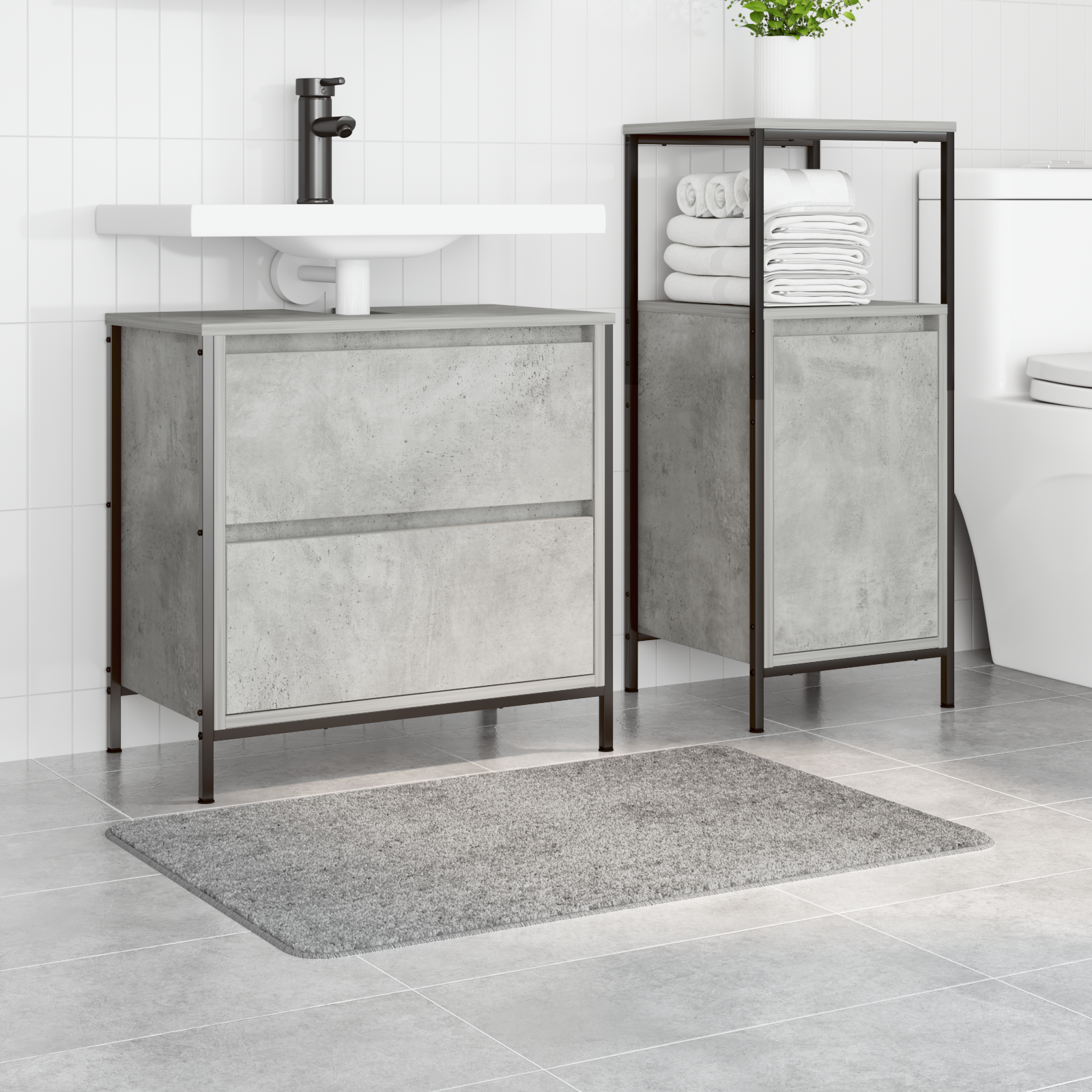 vidaXL Badmat rechthoekig anti-slip 60x90 cm polypropeen grijs