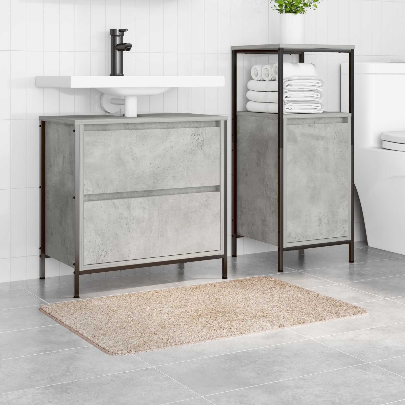 vidaXL Badmat rechthoekig anti-slip 60x90 cm polypropeen crèmekleurig