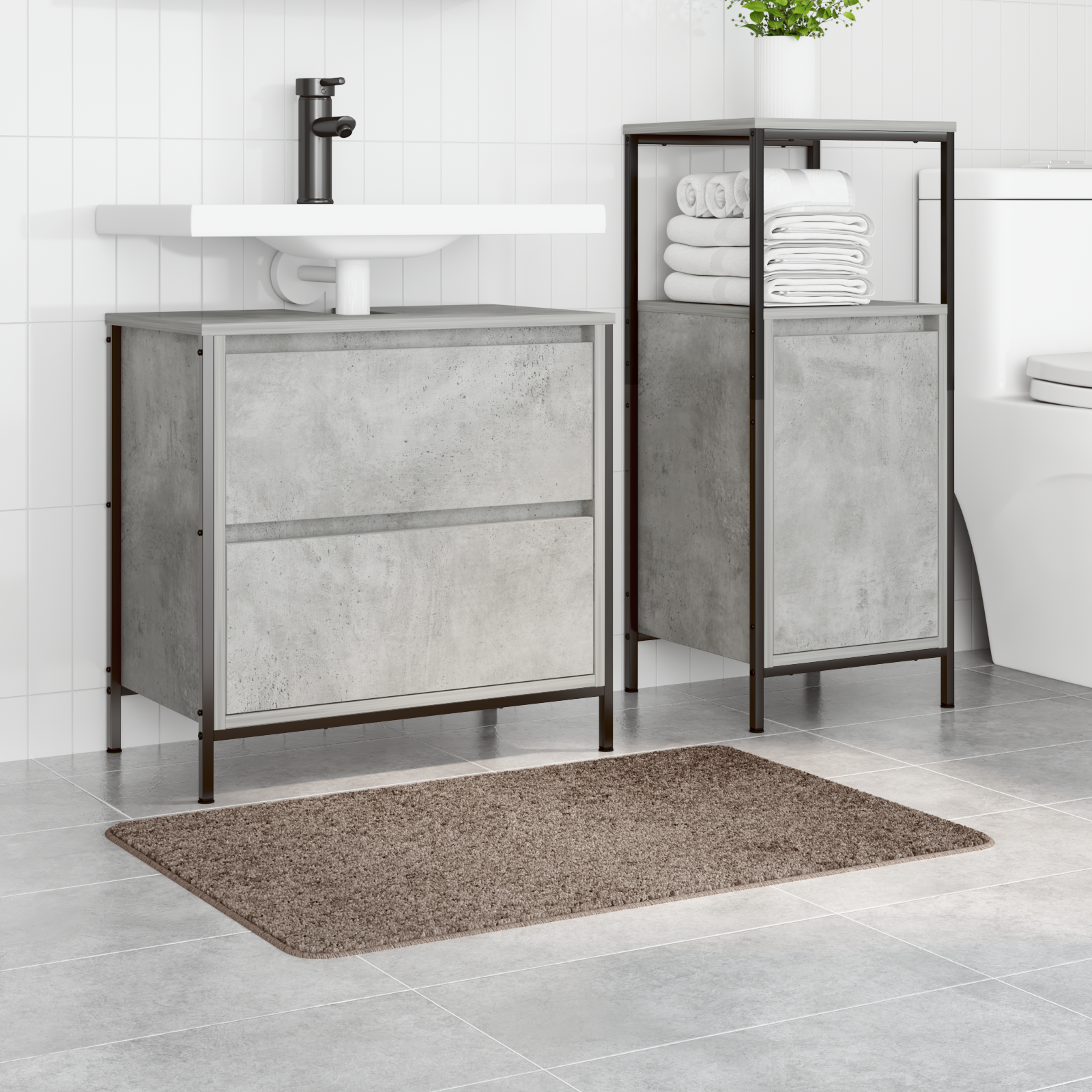 vidaXL Badmat rechthoekig anti-slip 60x90 cm polypropeen bruin